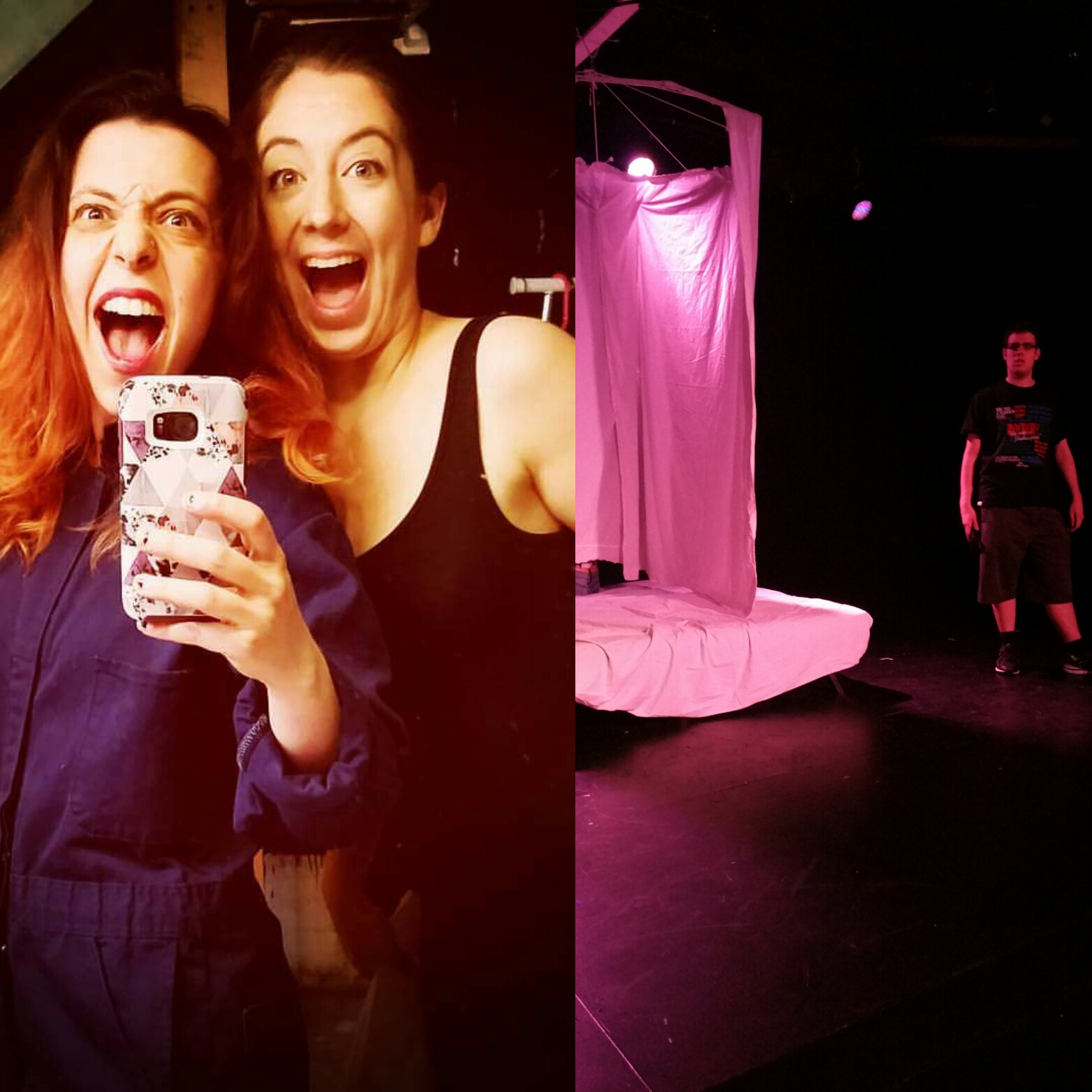 Alyssa Perau & Cayla Marie Wolpers backstage of Set B/Armando Ronconi rehearsing on stage.