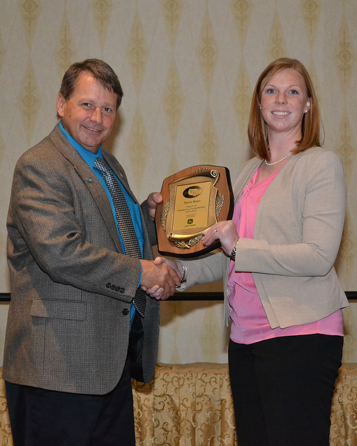 Belleville Henderson FFA Advsior Tedra Bean was one of six individuals in the nation to receive the Outstanding Young Member Award, given at the annual NAAE convention. As a means of encouraging young teachers to remain in the profession and to recognize participation in professional activities, the NAAE Outstanding Young Member Award program is sponsored by John Deere as a special project of the National FFA Foundation. NAAE members who have completed at least three but not more than five years of teaching are eligible to apply for this award; members who are currently in their sixth year of teaching are eligible to apply.