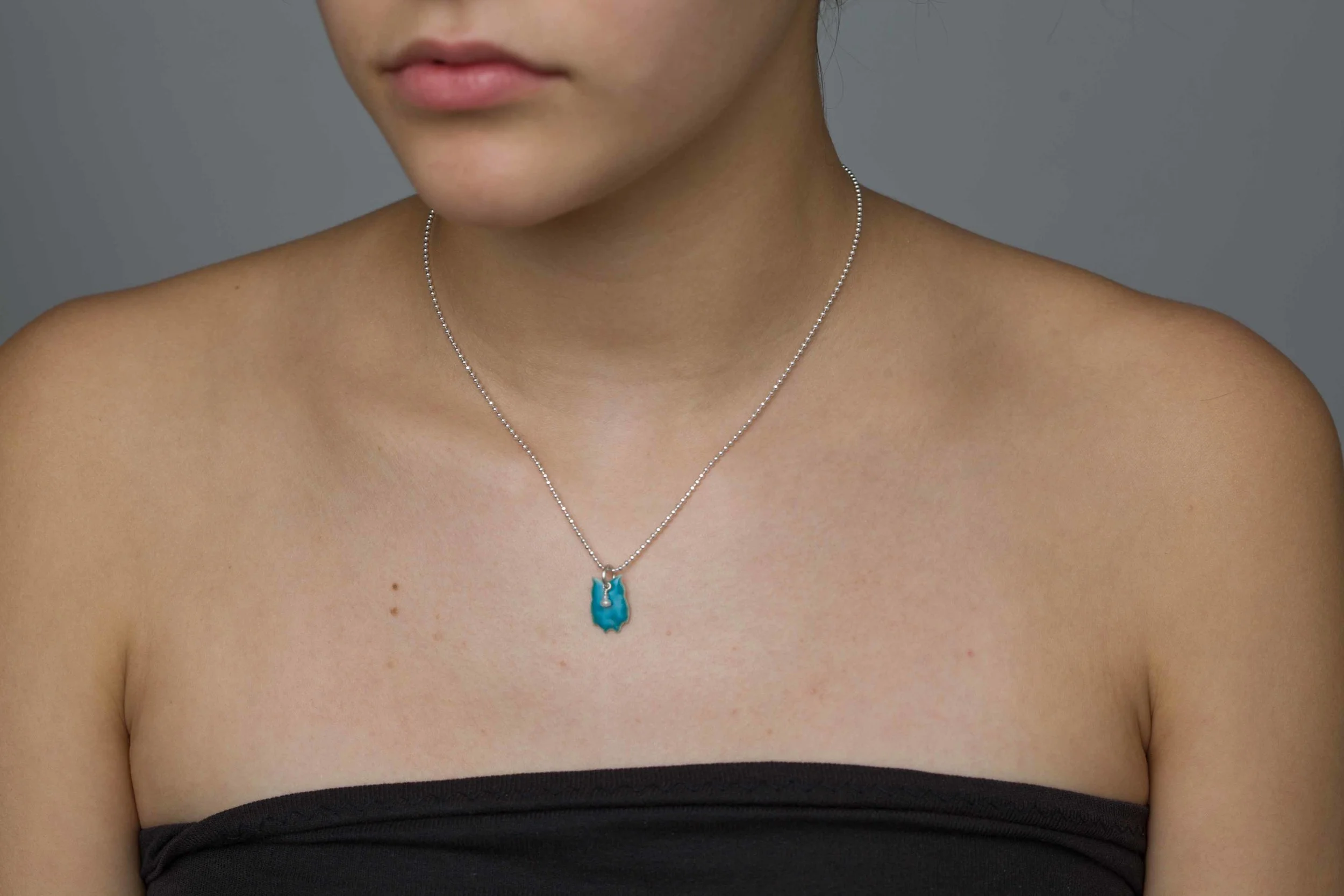 Handmade Owl Enamel and Freshwater Pearl Necklace