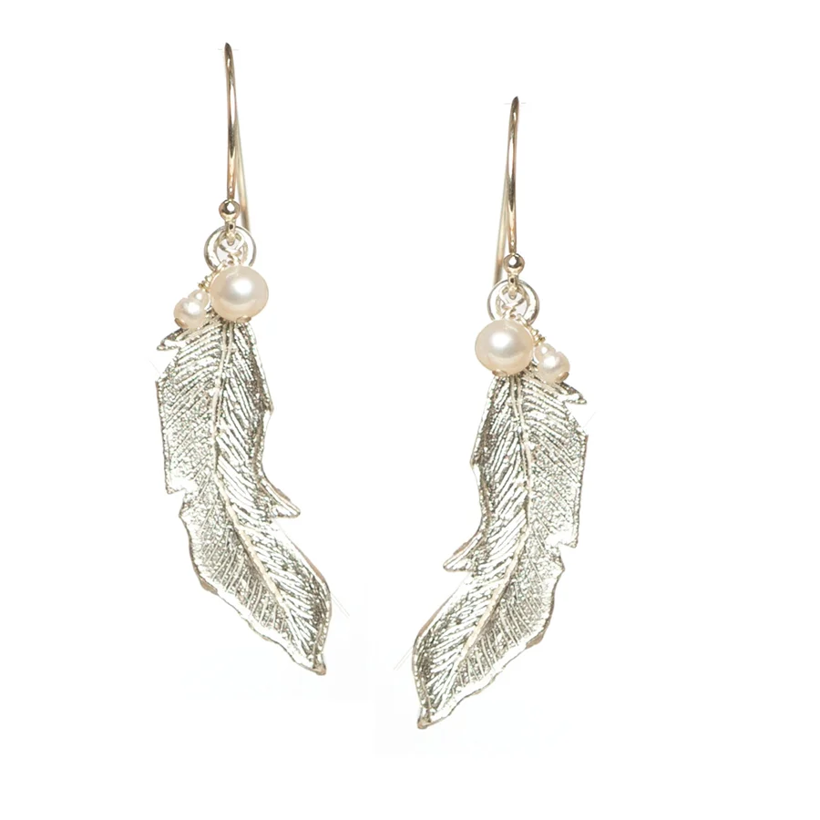 Handmade Feather Sterling Silver Earrings