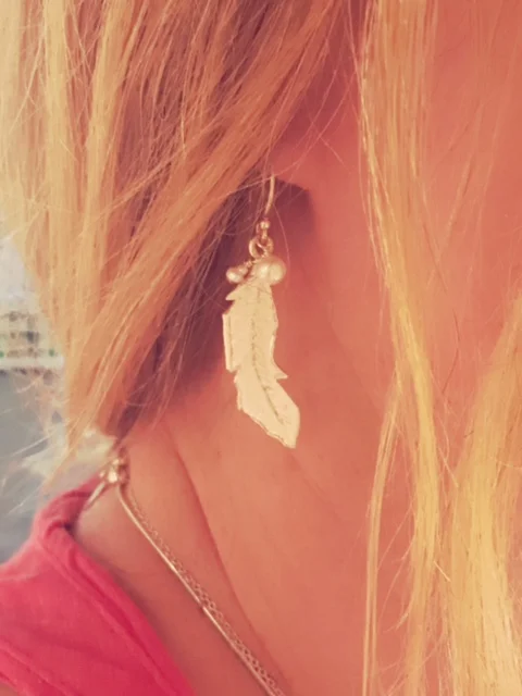 silver feather earrings artisan 