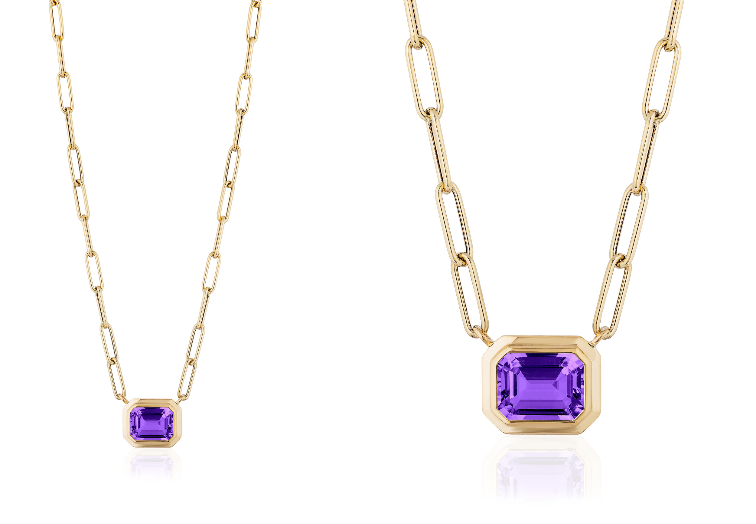 Bezel-set Gemstone with paperclip chain — Julia Ballentine Fine Jewelry