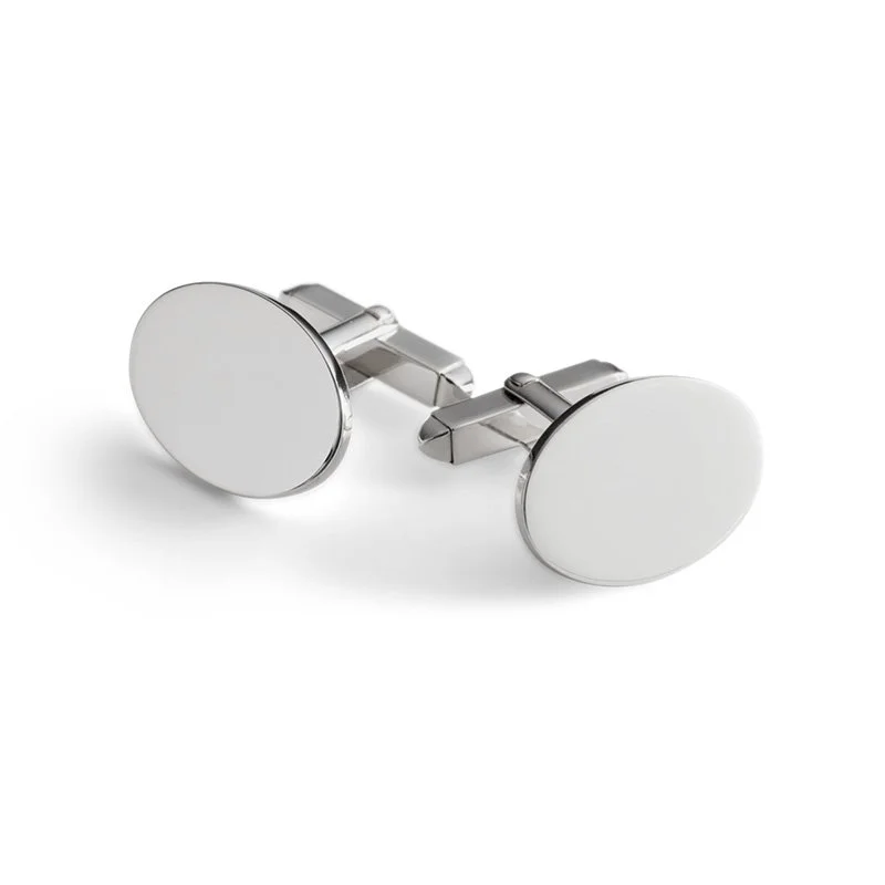 English Sterling Silver Oval Cufflinks