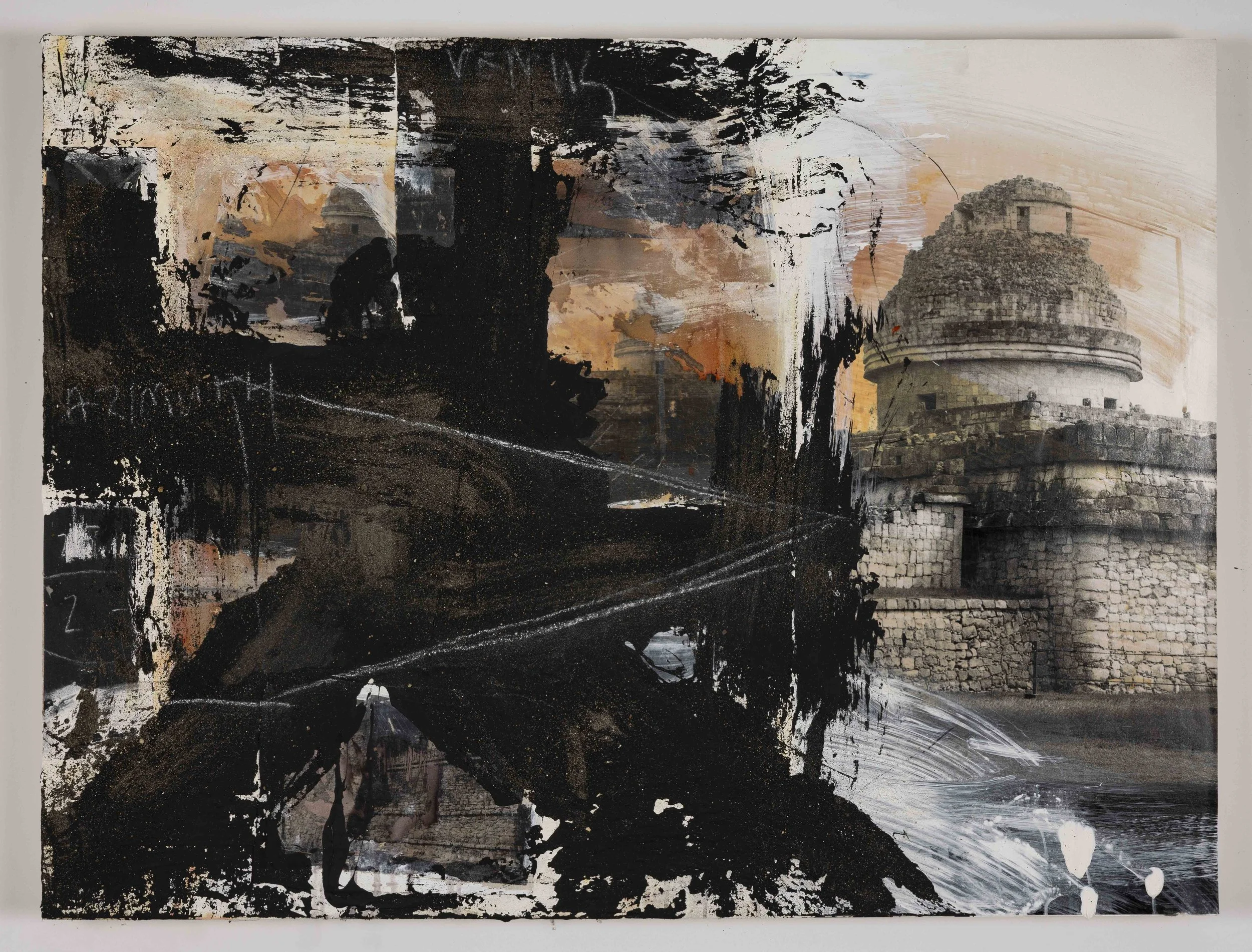 Azimuth, mixed media on wood, 30" x 40" inches