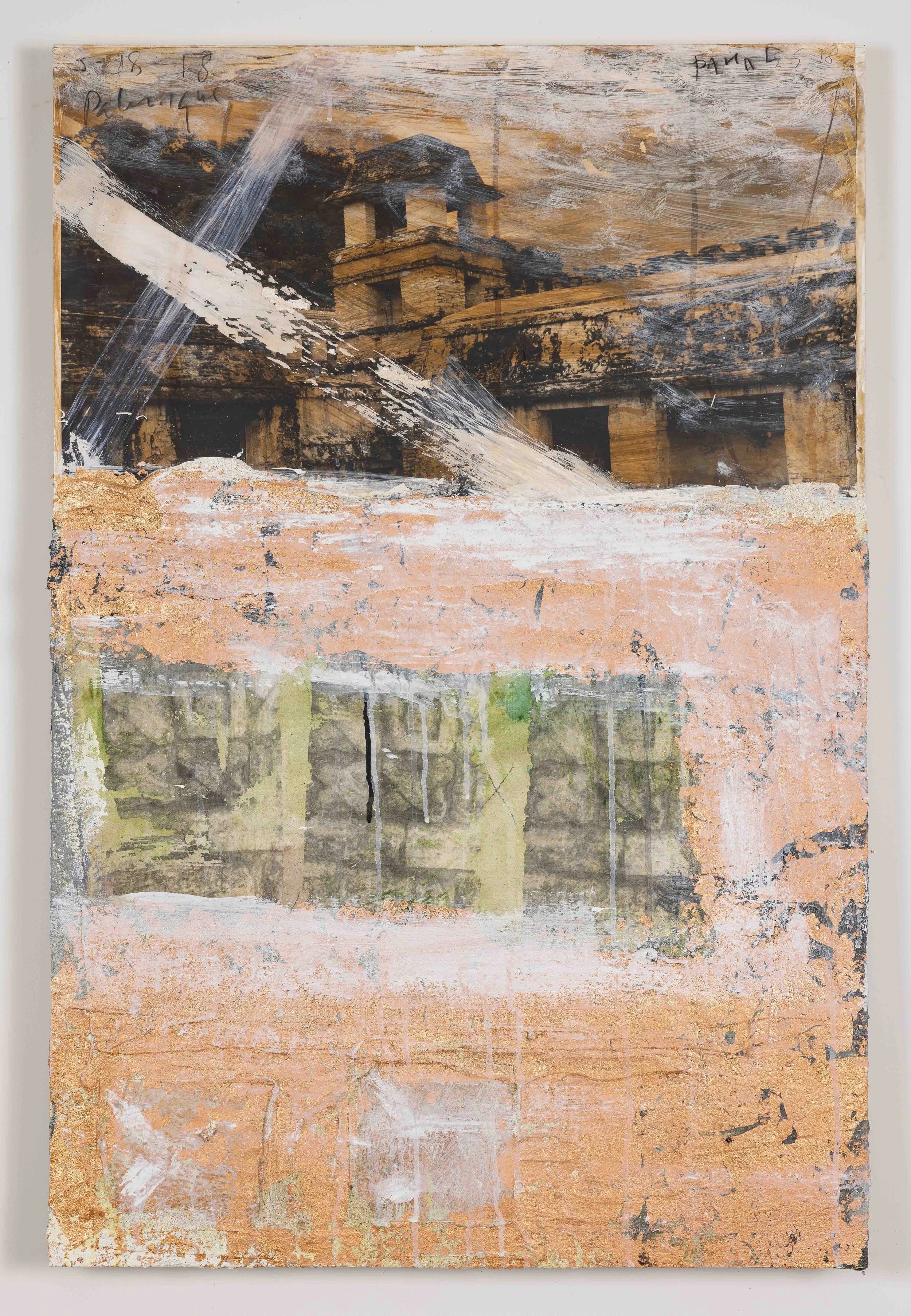 Palace Tower, mixed media on wood, 30" x 20" inches