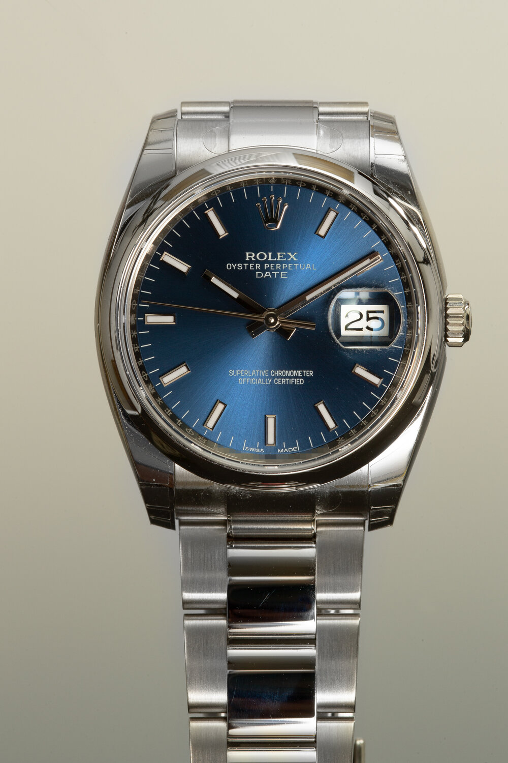 Rolex Date 1150 Blue Baton Dial 34mm New