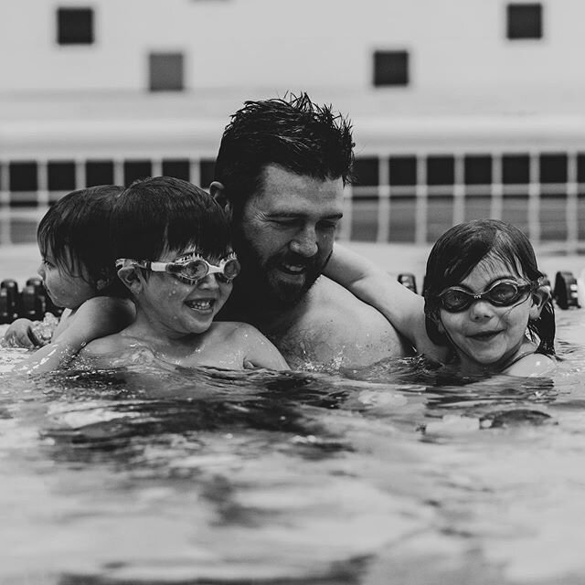 The kids 1st swim at the new pool today. 🥰