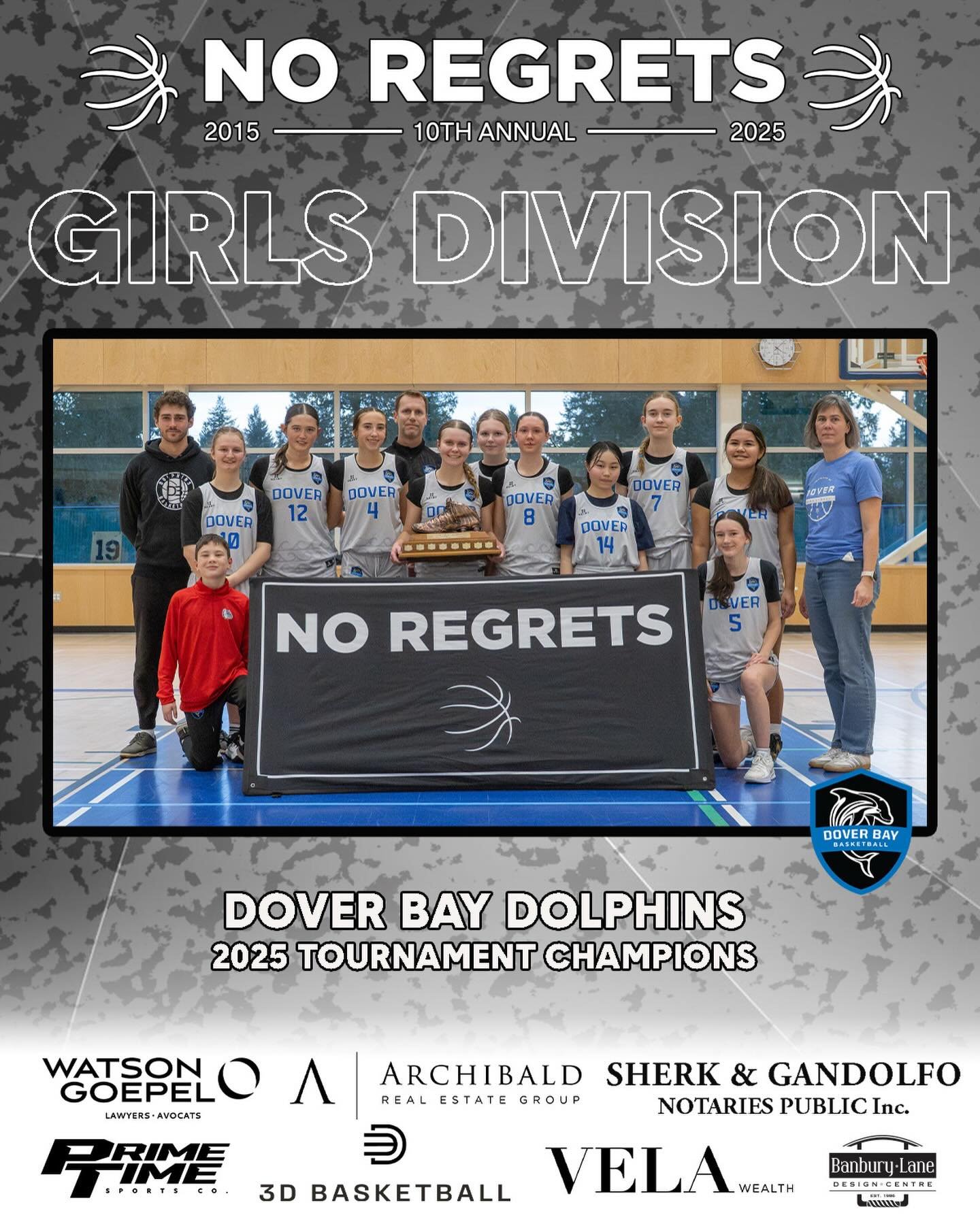 🏀 2025 NO REGRETS GIRLS CHAMPIONS 🏀 
Dover Bay Dolphins

For the first time in our tournament&rsquo;s history, the same school has won both the boys and girls draw. 

Congrats Dover Bay! 

📸: @blairshier