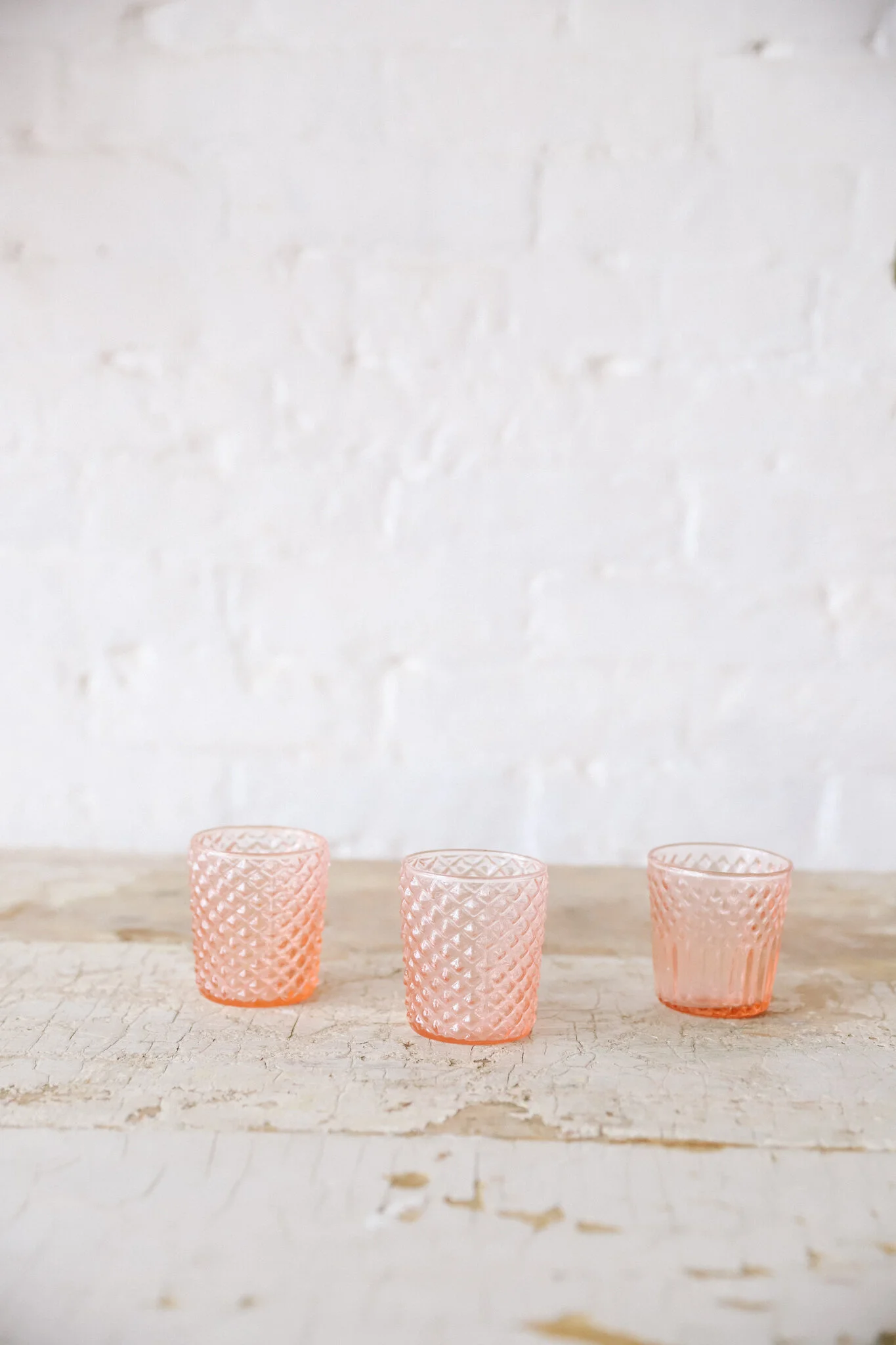 PINK GLASS VOTIVES $2.25
