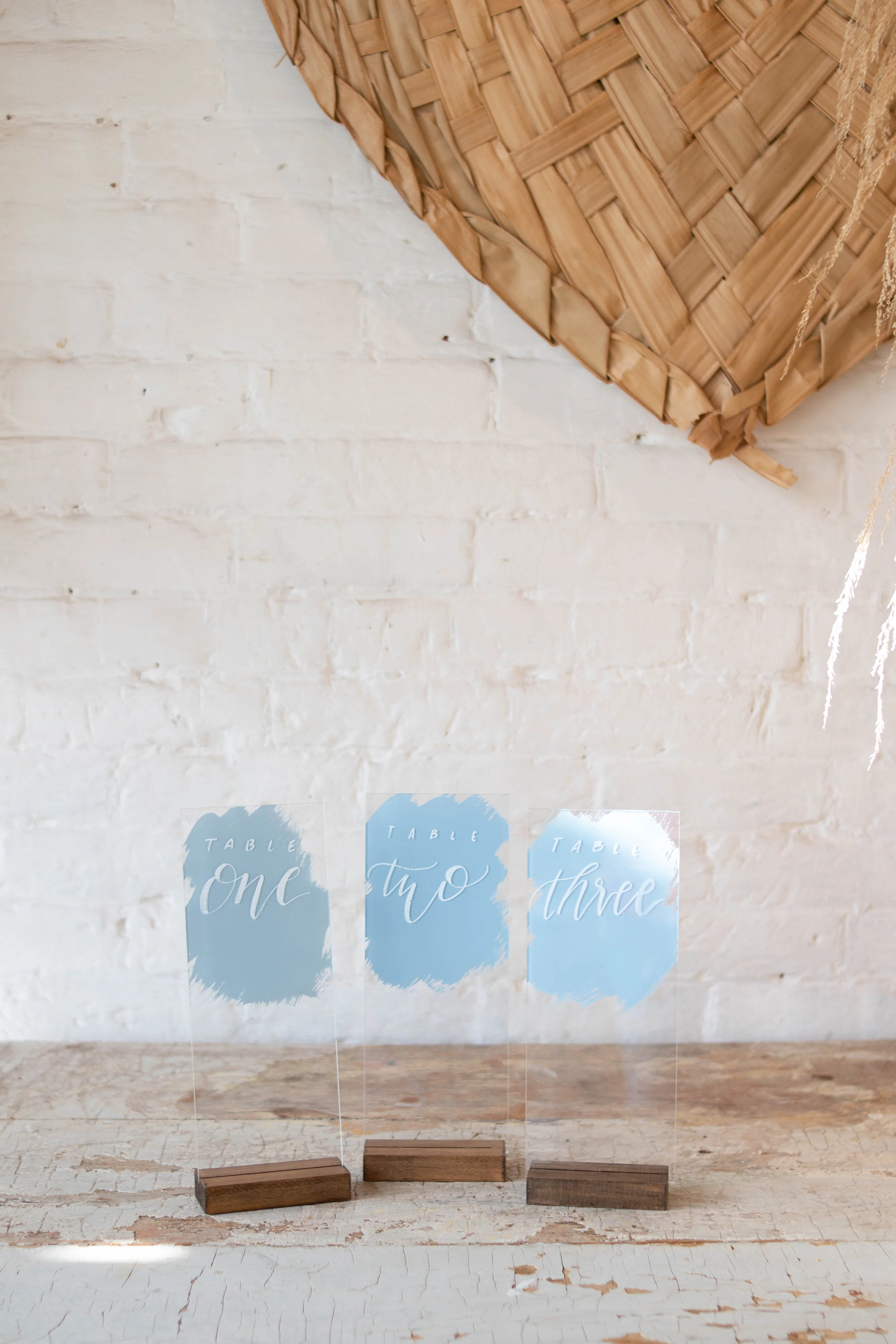 TALL BLUE ACRYLIC TABLE NUMBERS $4.50
