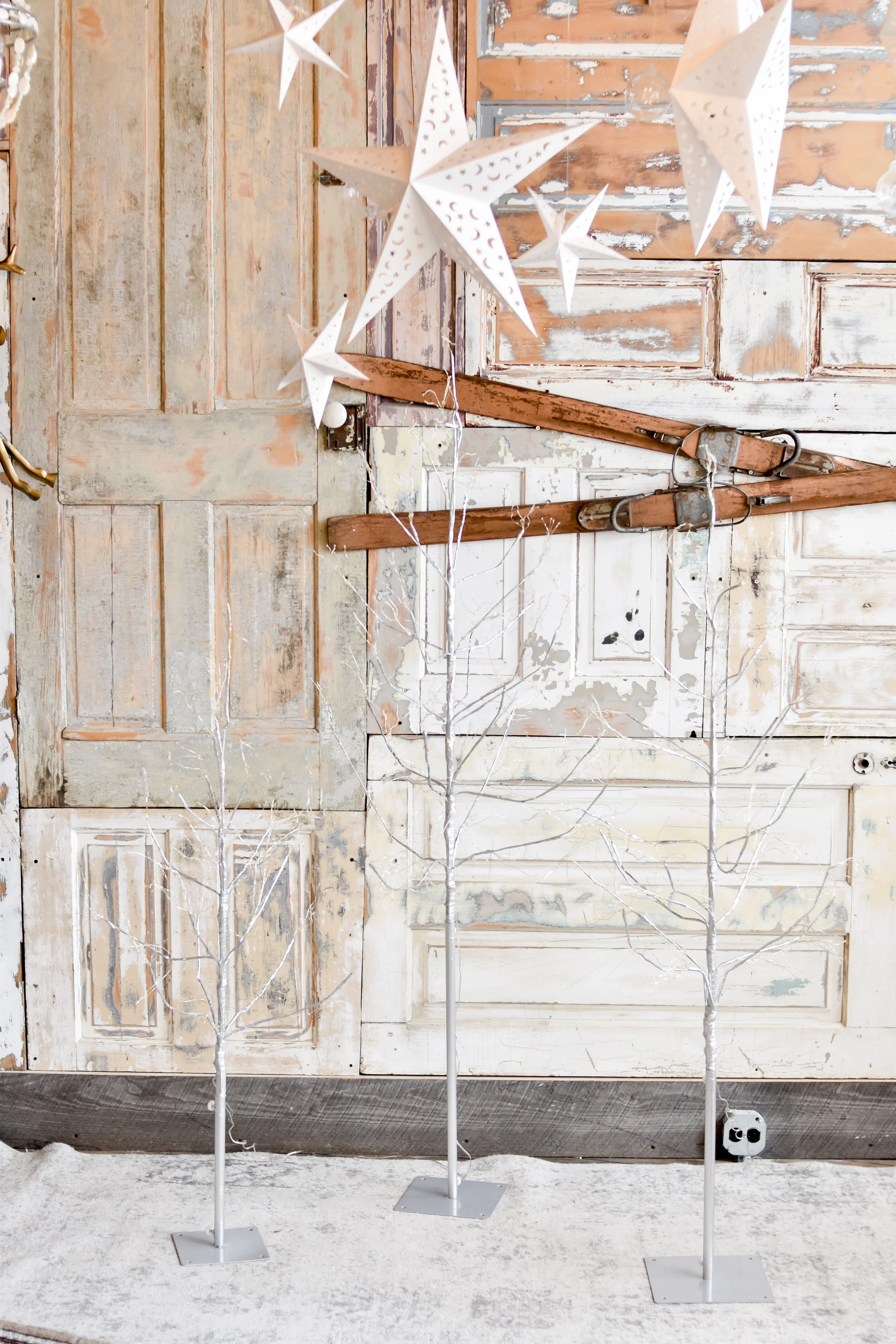 SMALL SILVER TREES $100 — Chippy White Table