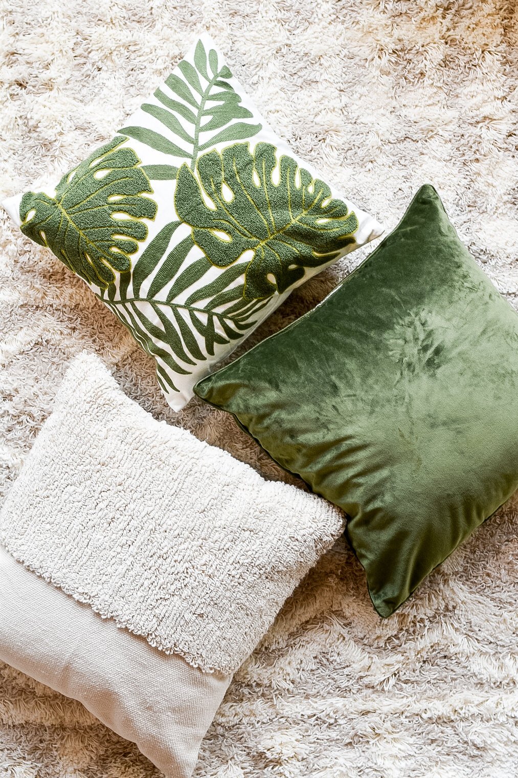 MONSTERA PILLOW $10  Chippy White Table