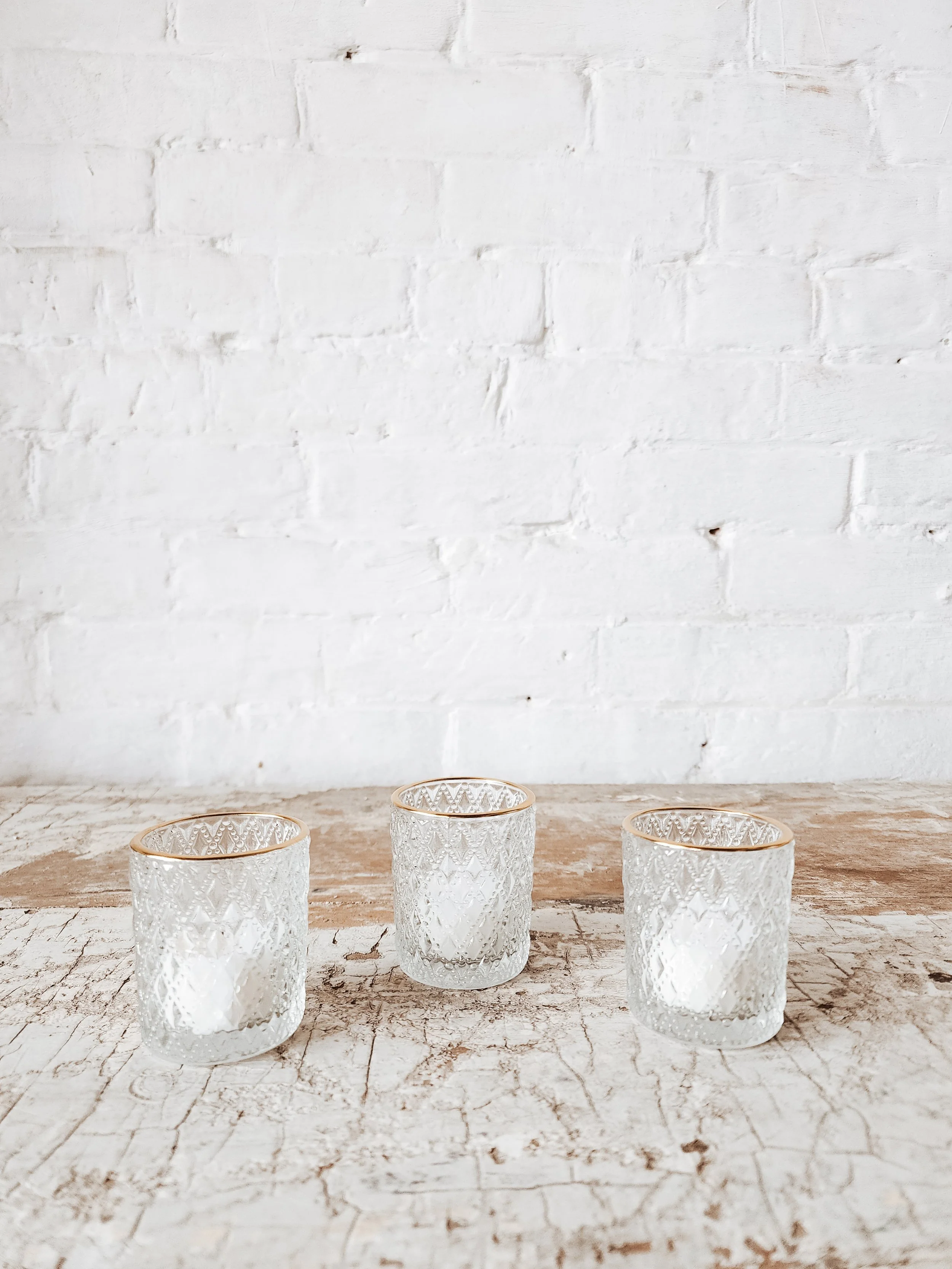 ETCHED GLASS VOTIVE HOLDERS $2.50