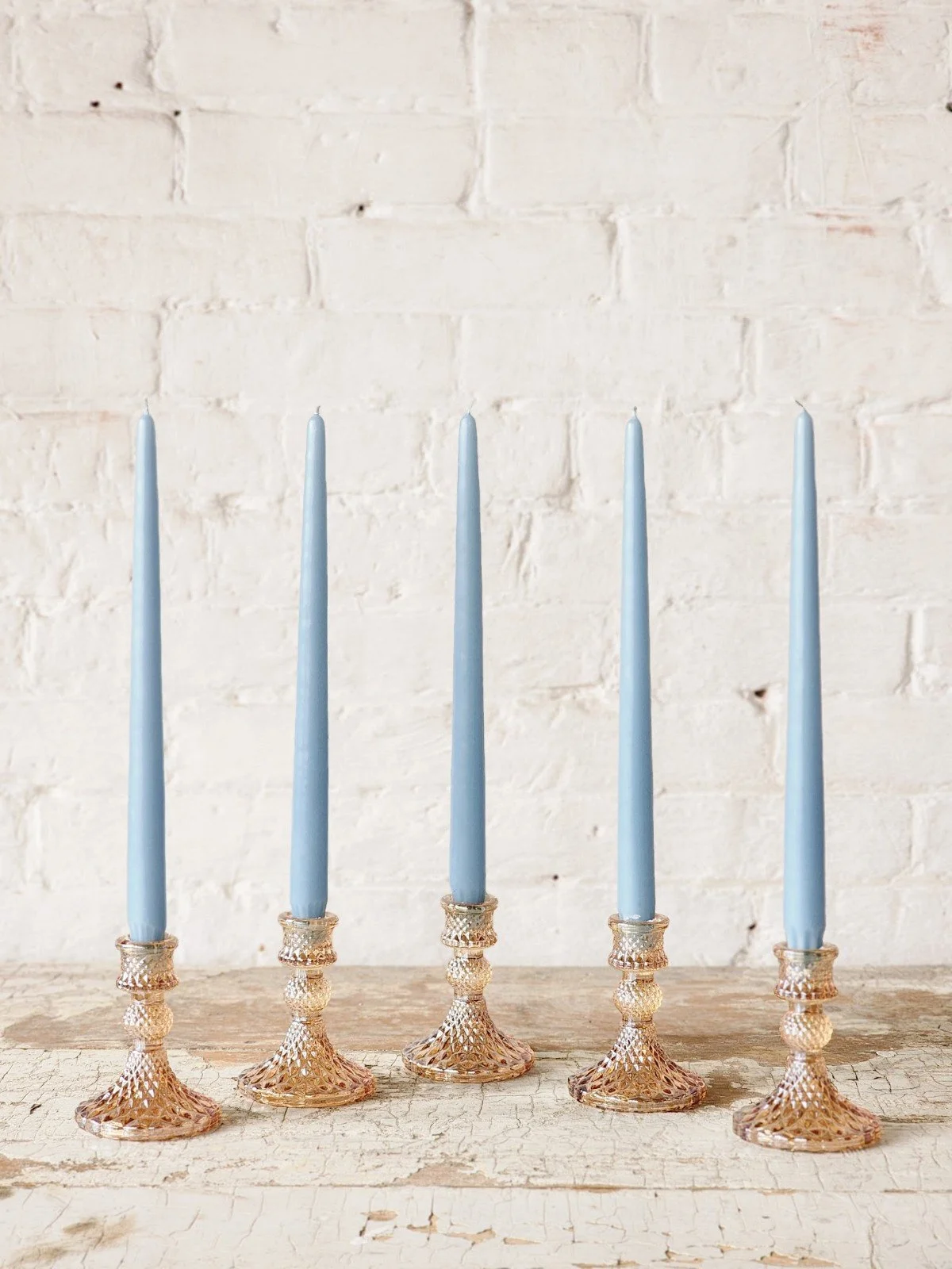 LIGHT BLUE TAPER CANDLES $2