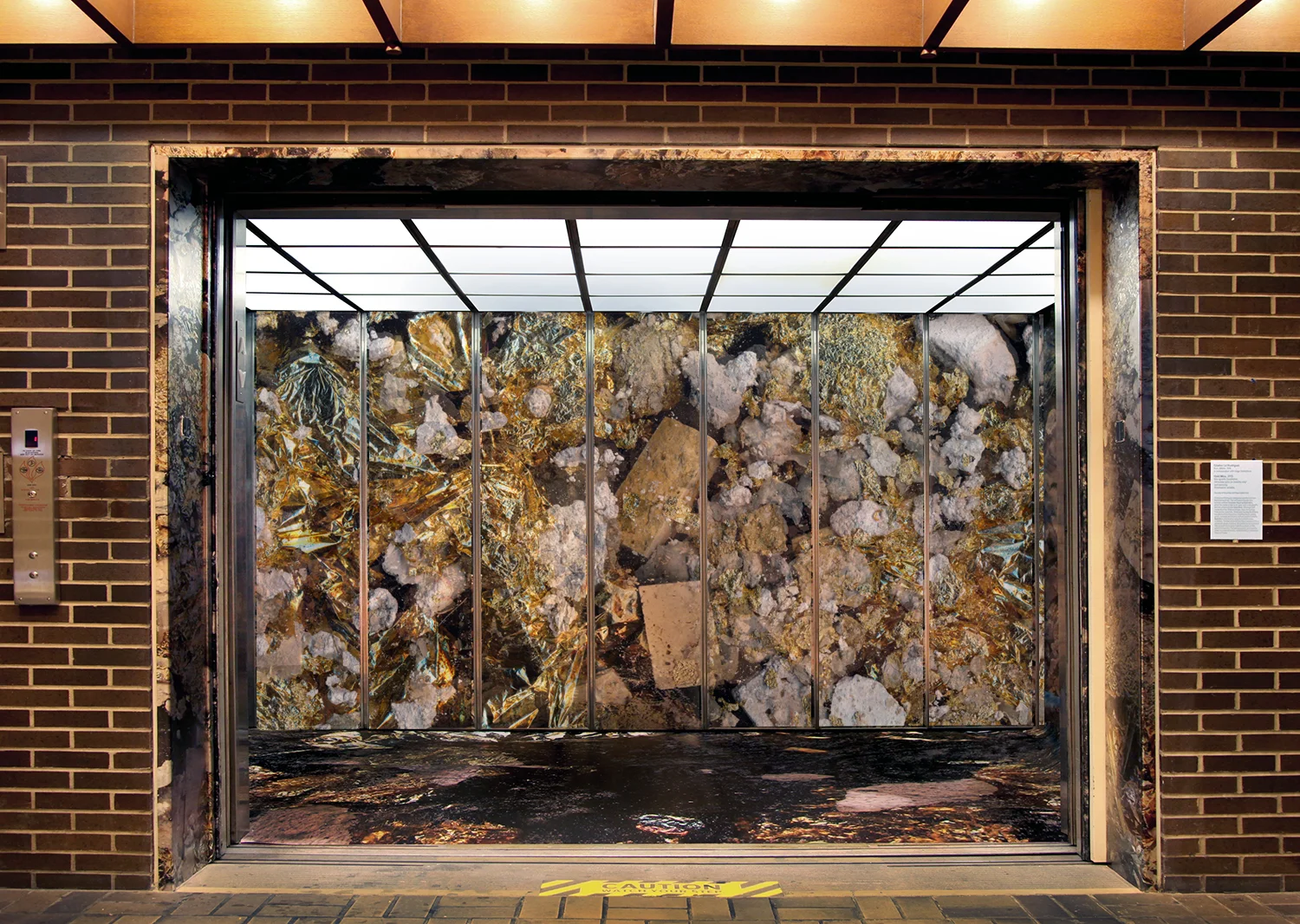Interior installation view of Gold Mine at the Neuberger Museum of Art, NY. 