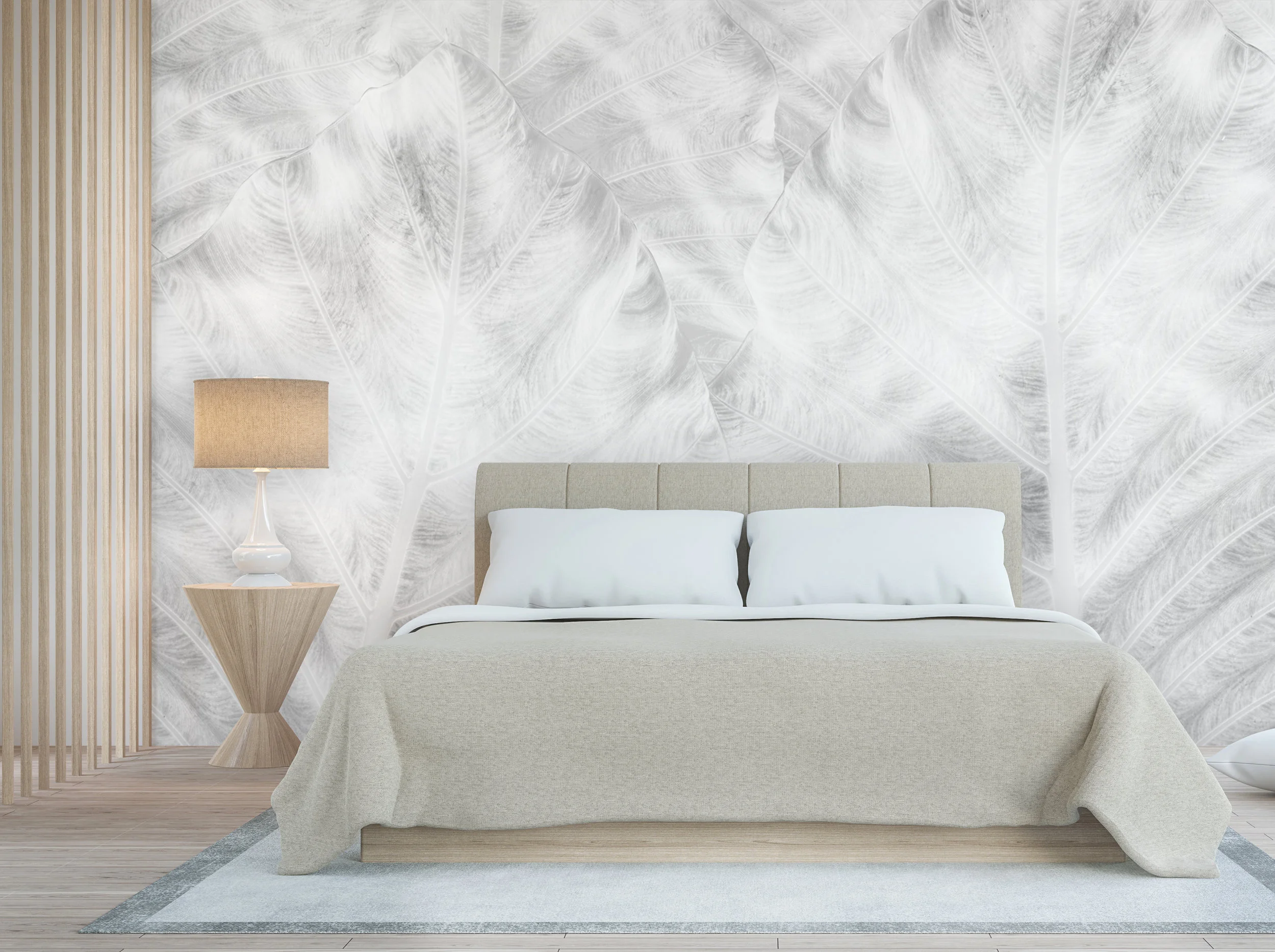 ShadowFrond {Bianco} on Linen Textured Type II