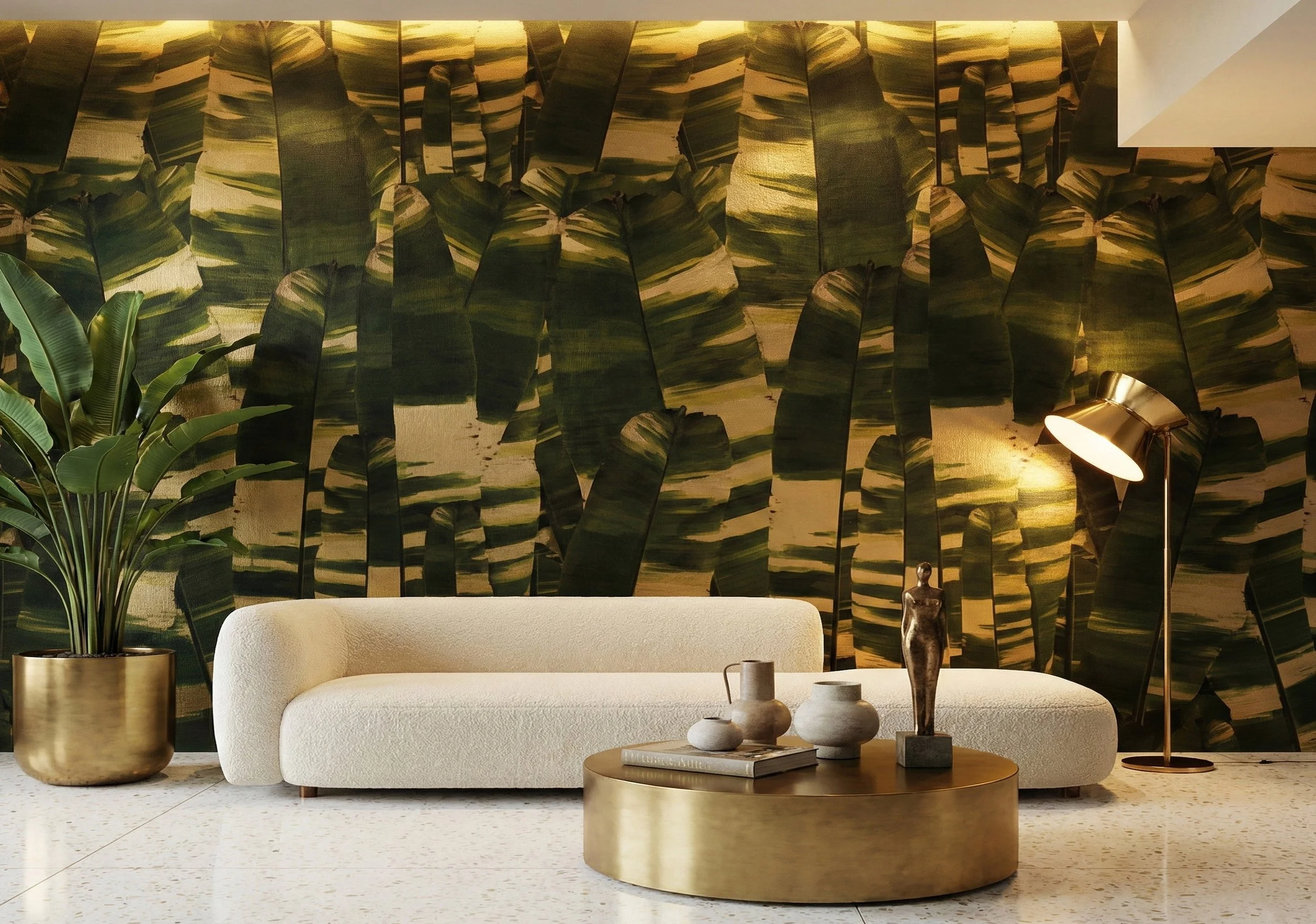 Vertical Leaf Camo green OG gold metallic wallpaper wallcovering by EDGE Collections foyer wallpaper sitting room.jpg