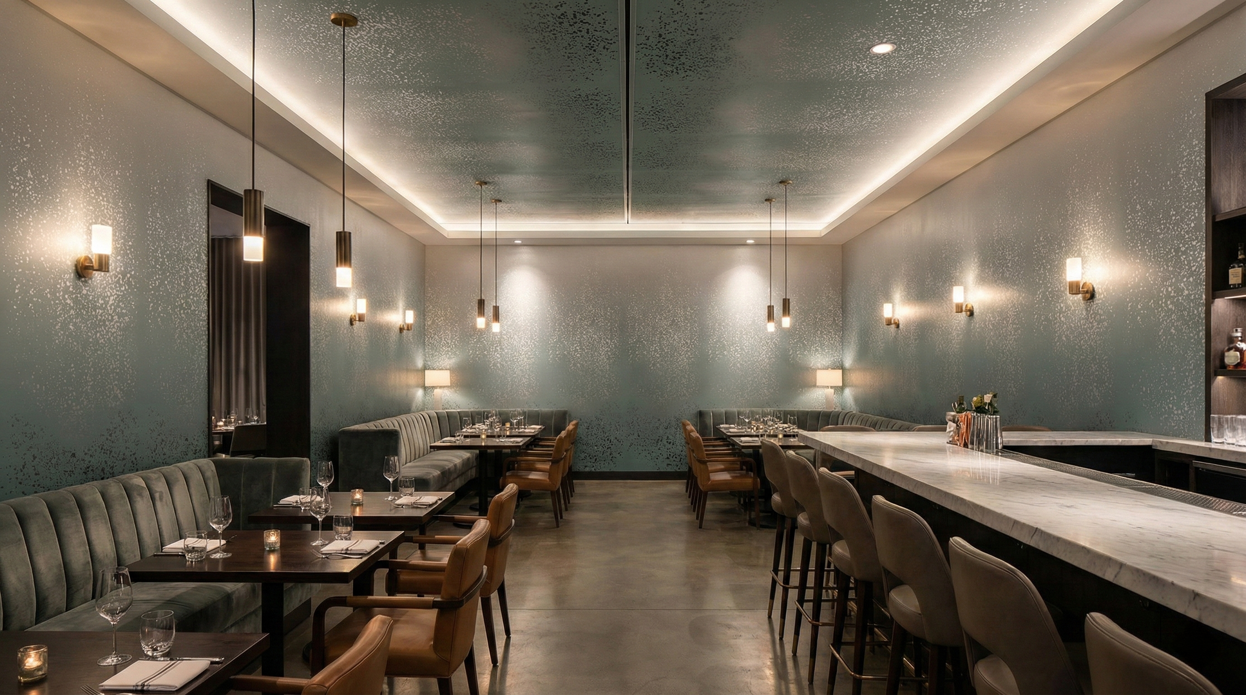 Ombre+Aura+Surf+wallcovering+on+gold+metallic+wallpaper+by+EDGE+Collections+restaurant+space.png.webp