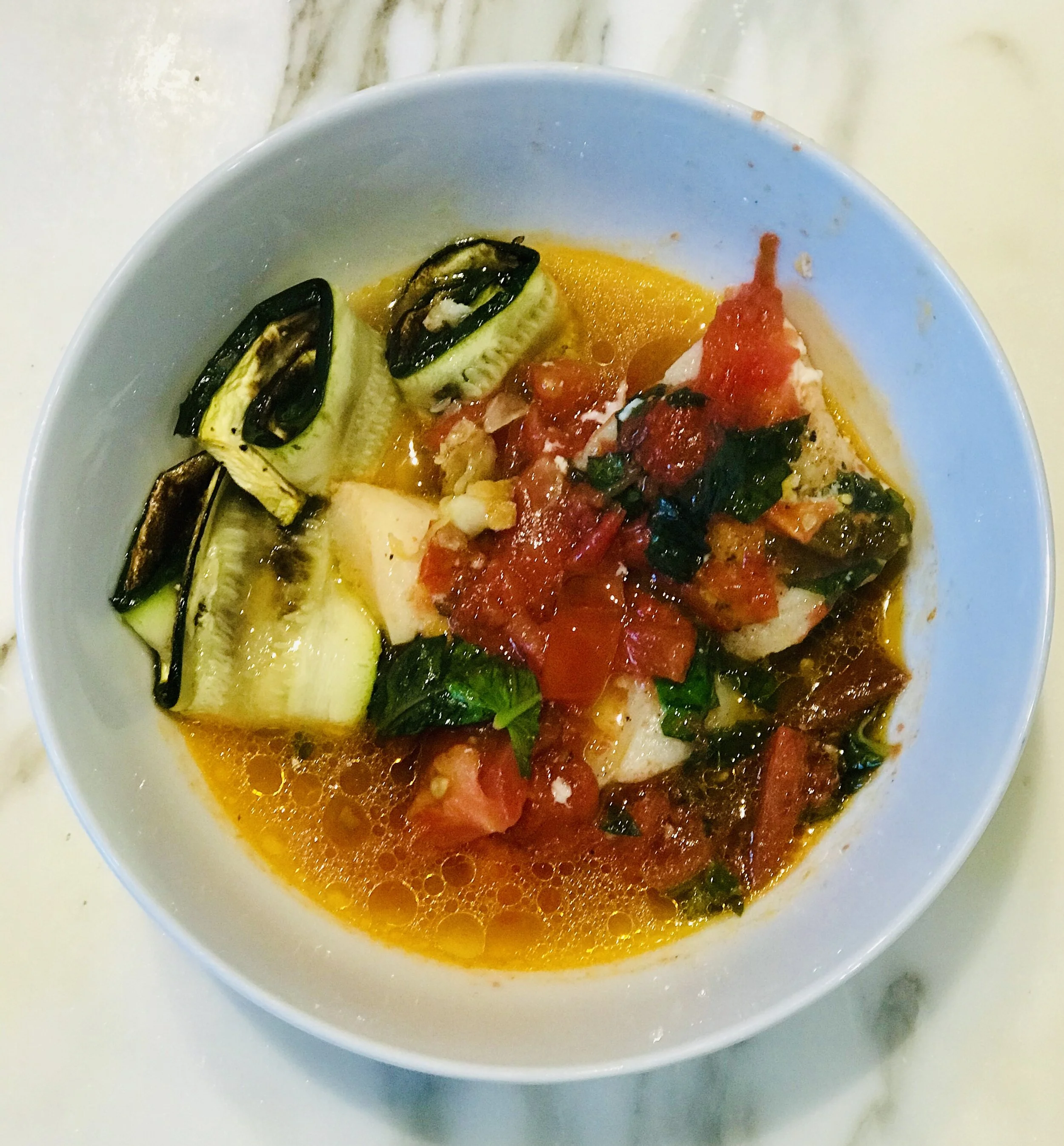 Fish poached w garlic, shallots and tomato oil (Copy)