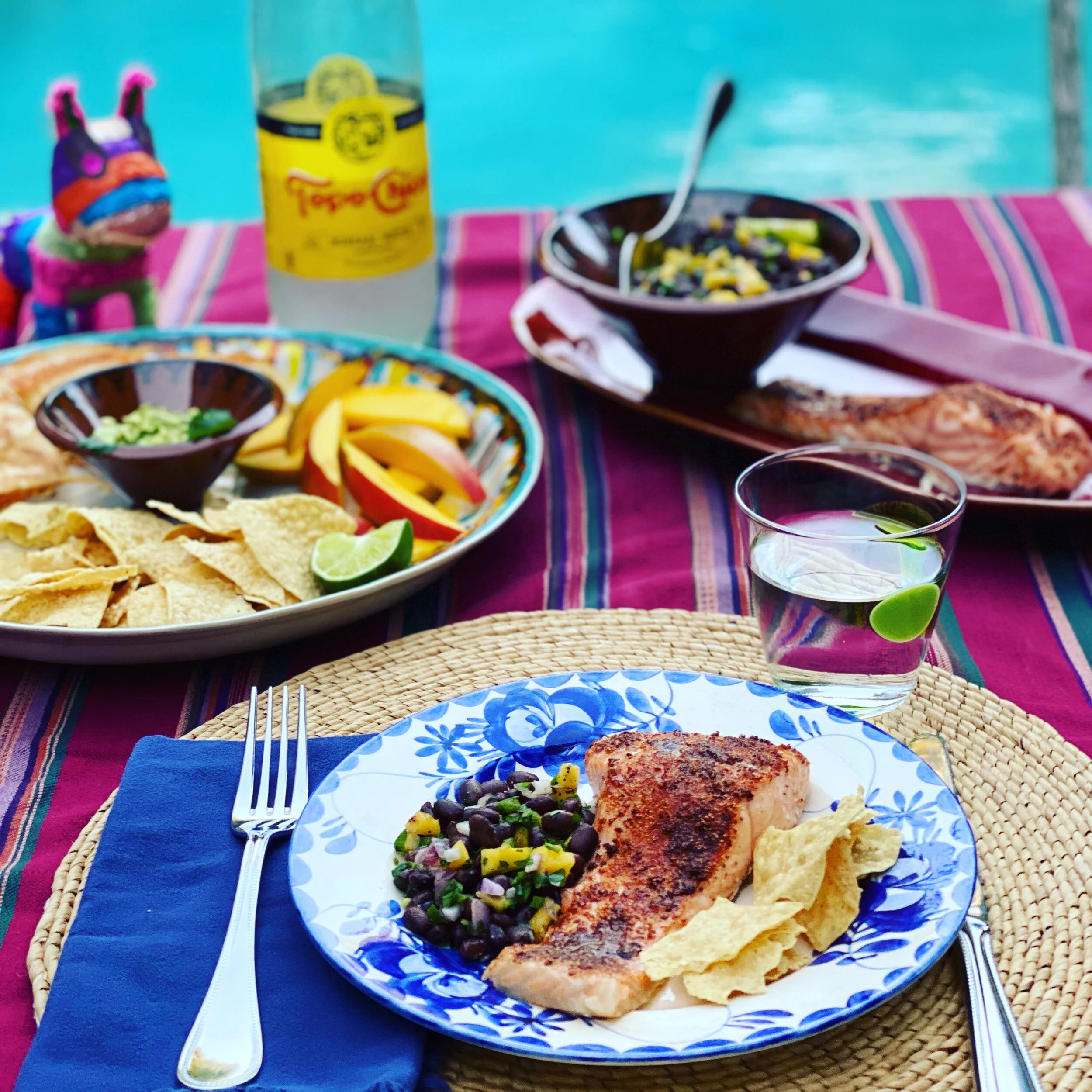 Tajin Salmon w Black Bean Mango Salsa