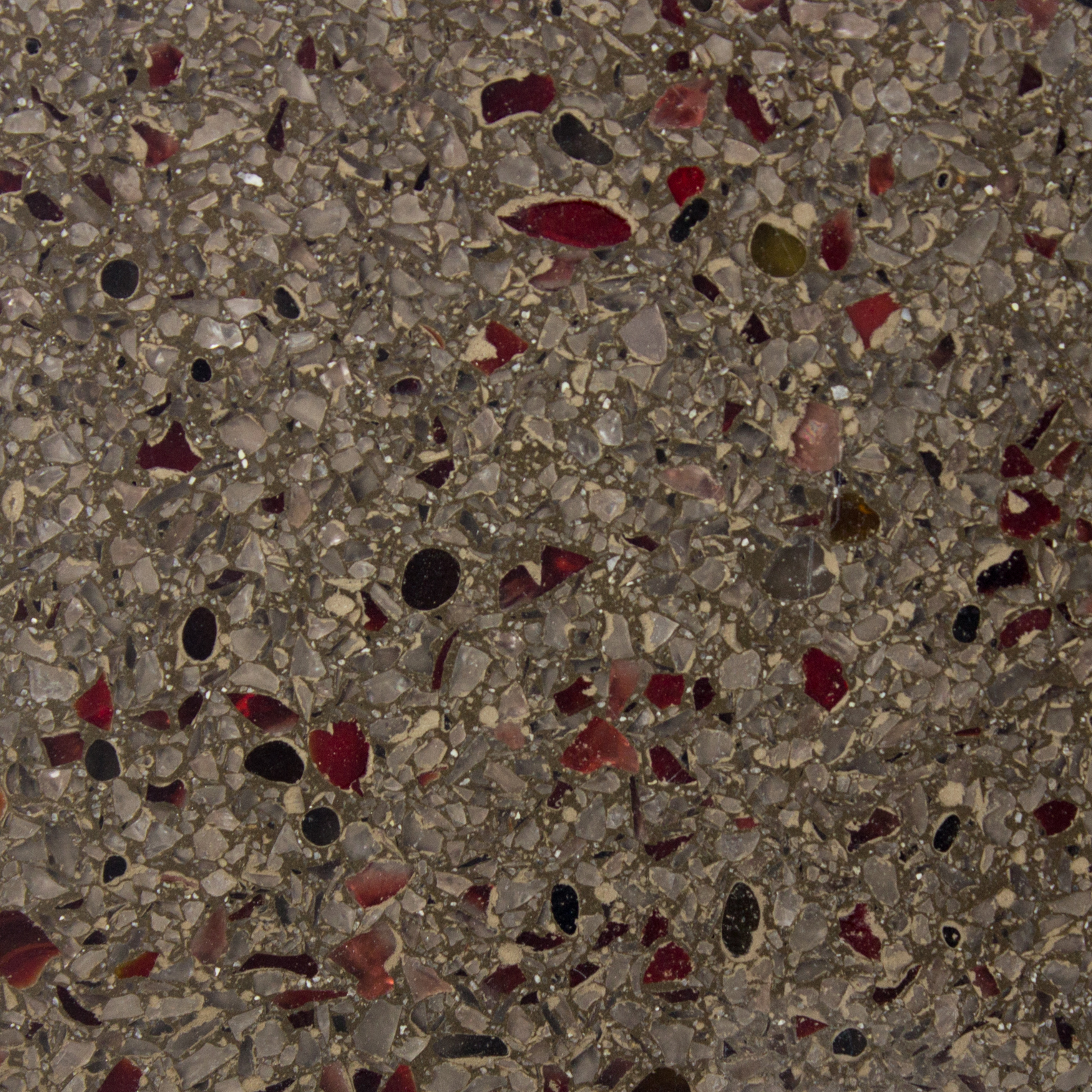 POLISHED RED GLASS ORGANICRETE CONCRETE