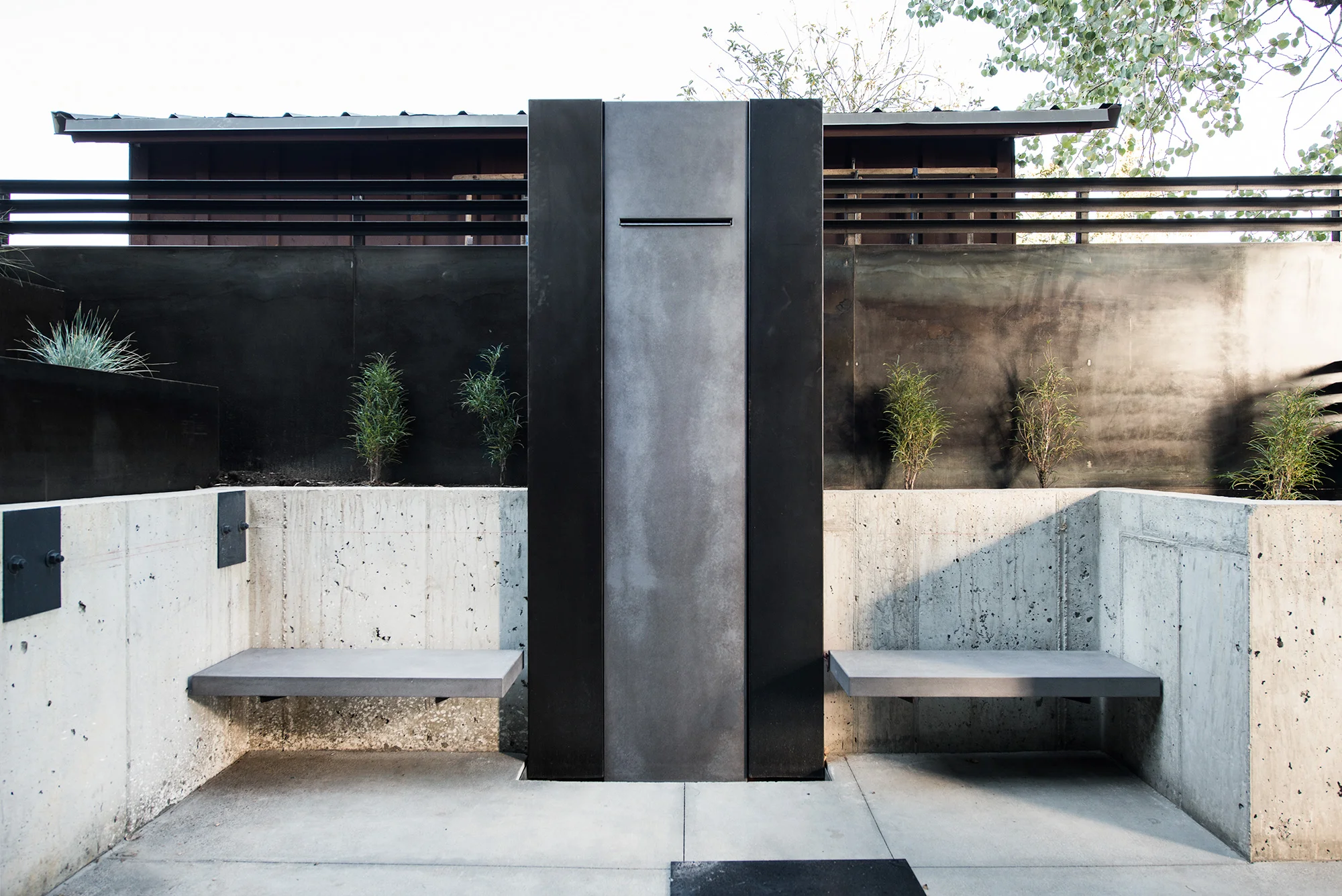 EARL GRAY II CONCRETE BENCHES WITH THE DIGNIFIED WATER FEATURE