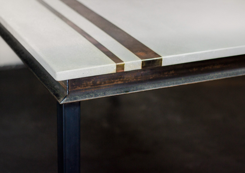 Modern Concrete & Metal Dining Table Detail