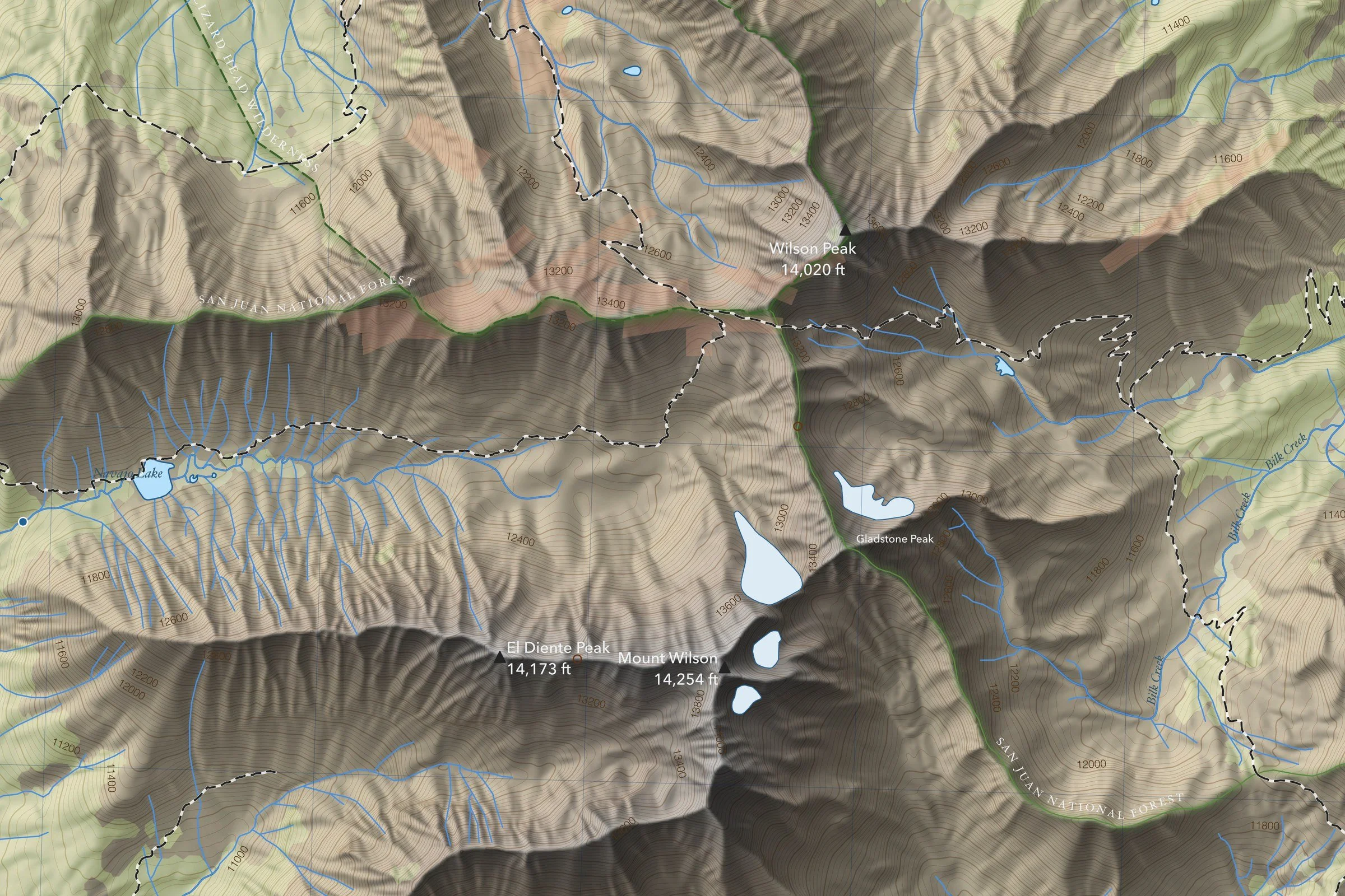 Close-up of the Wilson Group map around the summit