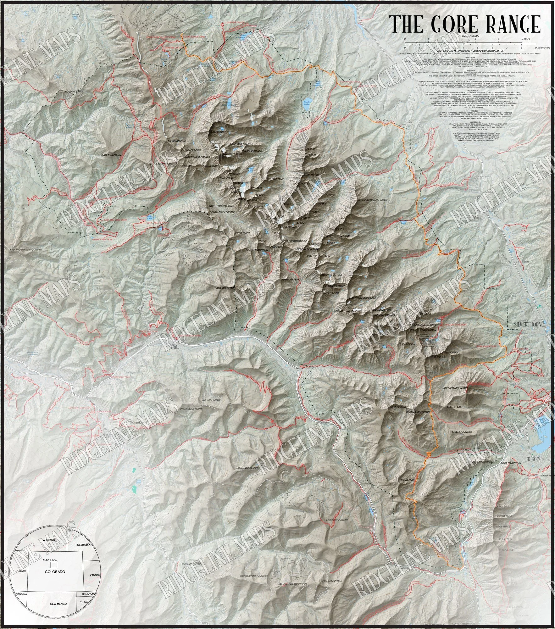 Gore Range Explorer's Topographic Map
