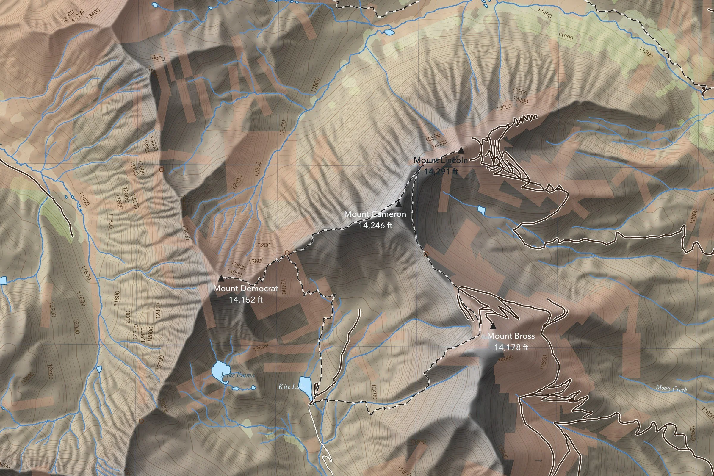 Close-up of the Decalibron map around the summit