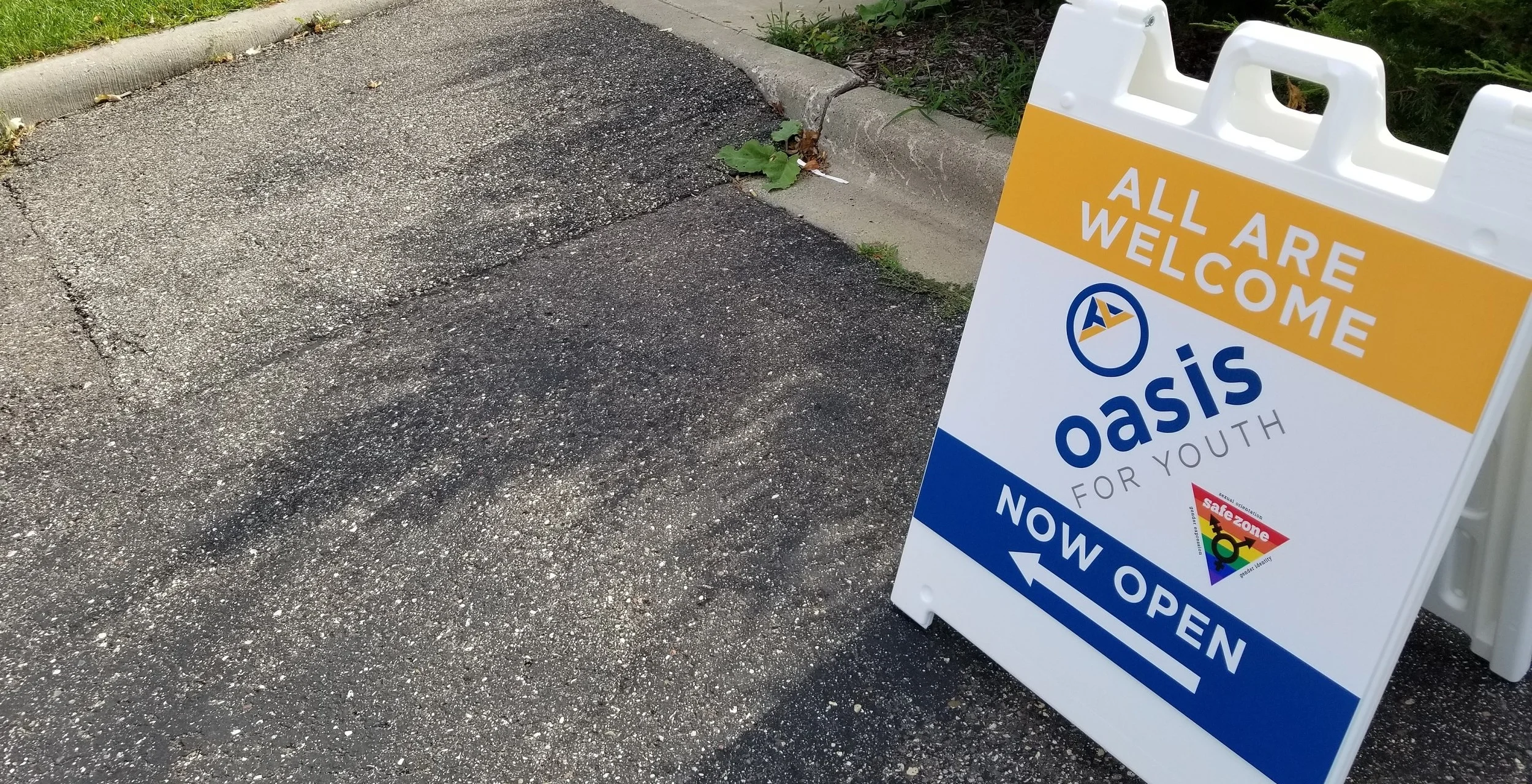Look for this welcome sign during Drop-in hours: 2pm to 5pm Monday-Friday.
