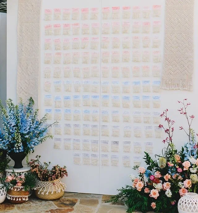 In love with all the color in this seating chart, and how it went with the beautiful florals! 
Missing weddings and collaborating with friends! Doing my best to focus on all that I have to be grateful for even in these difficult times. This week so far that&rsquo;s being able to have an in-office OB appointment and getting to see baby Uretz (best thing ever) fixing our clogged bathroom sink all by myself (gross but I felt very accomplished) and all of the extra time I get with my husband with us both working from home! What are you grateful for this week?? Photography: @jakeandneciaphoto 
Planning and design: @wild_heart_events
Florals: @knotjustflowers 
#summerwedding #bohowedding #watercolor #bohostyle #dscolor #weddingstationery #customweddingstationery #moderncalligraphy #fineartcalligraphy #sophialovesletters #escortcards #escortcarddisplay #santabarbarawedding  #californiawedding #calligraphy #santabarbaracalligrapher #santabarbaracalligraphy