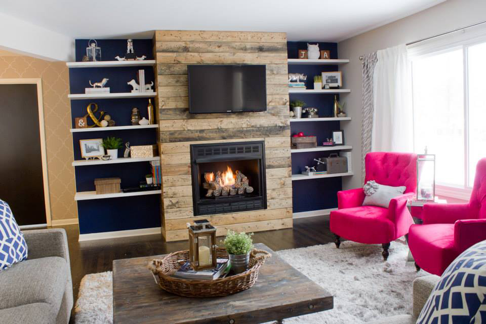 How To Create A Diy Reclaimed Wood Fireplace Surround For Less Than 100 Grand Rapids Interior Design Fuchsia - Reclaimed Wood Fireplace Wall Ideas