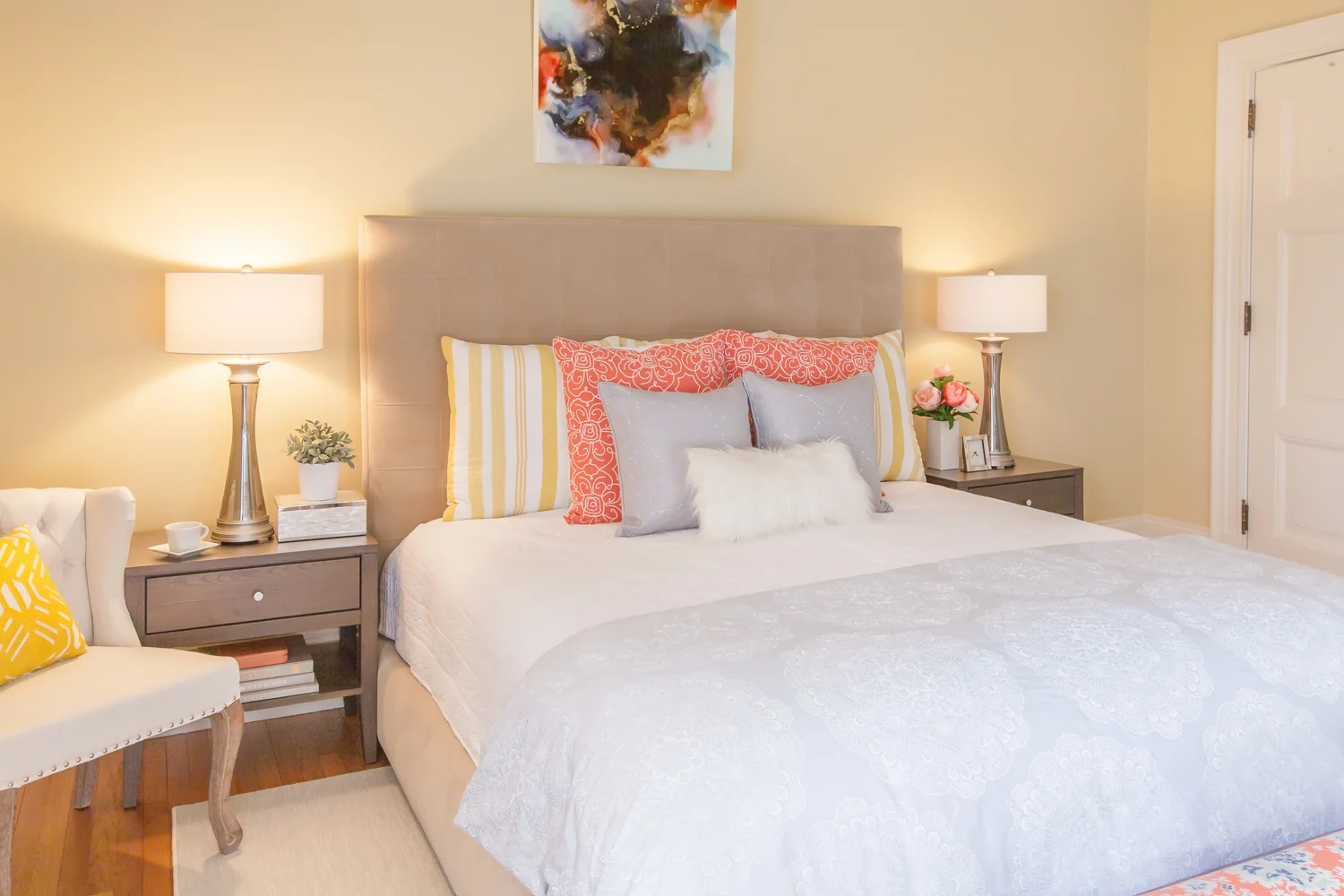 Heritage Hill Home, Grand Rapids, Michigan, Interior Designer, Fuchsia Design, Fuschia Design, Autumn Fuchs, Interior Design, West Michigan, Autocad, bathroom design, master bedroom, historic home, yellow bedroom, room and board