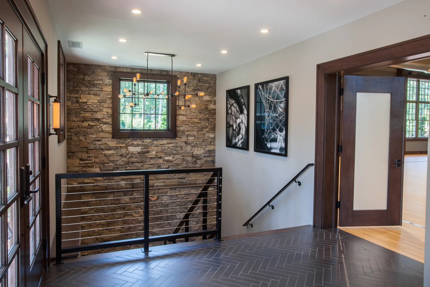 Entry Vestibule Stone Wall - Scott Christopher Homes, Sears Architects, Fuchsia Design