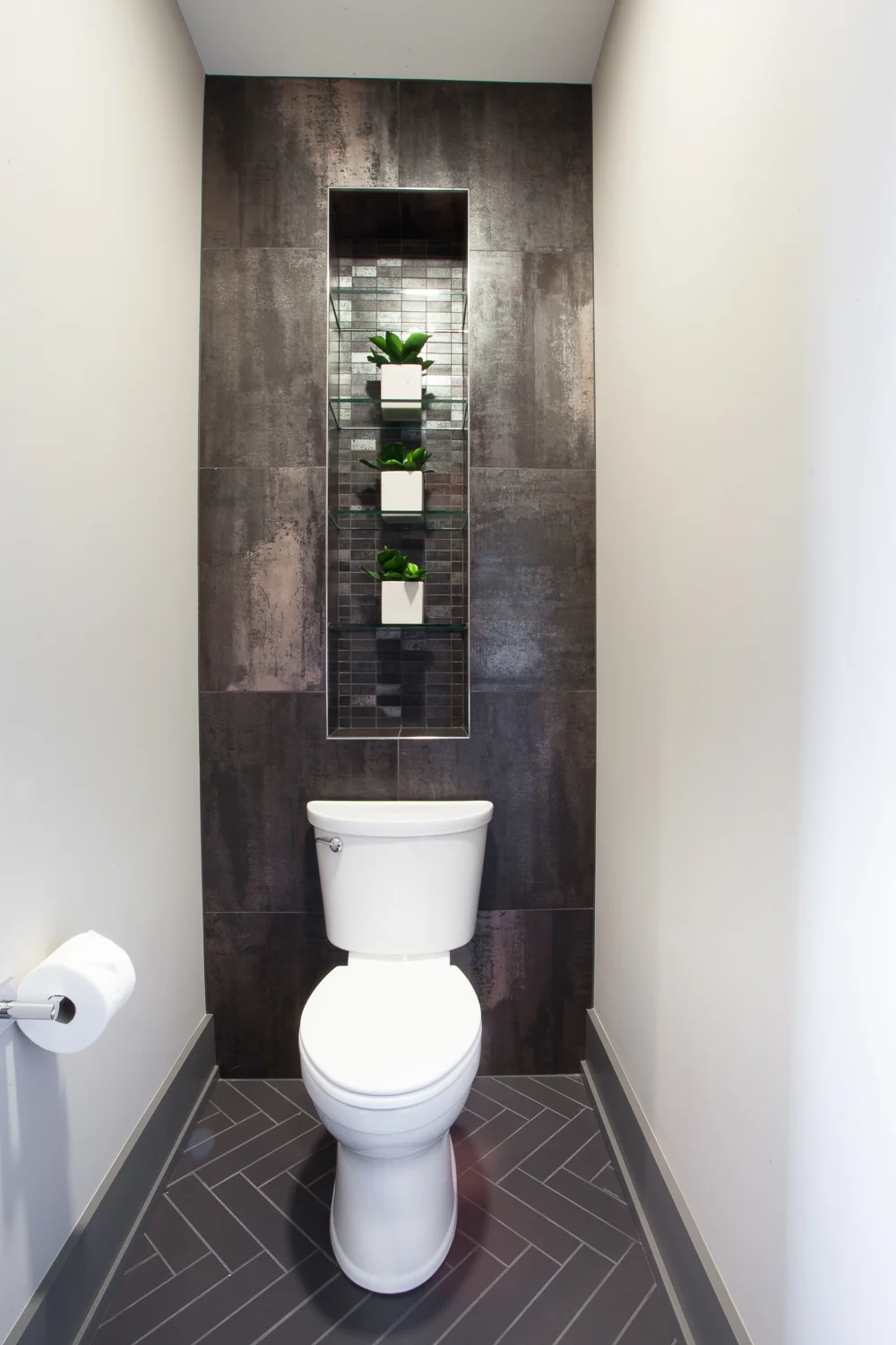 Powder Bath Bathroom Tile Wall Contemporary - Scott Christopher Homes, Sears Architects, Fuchsia Design