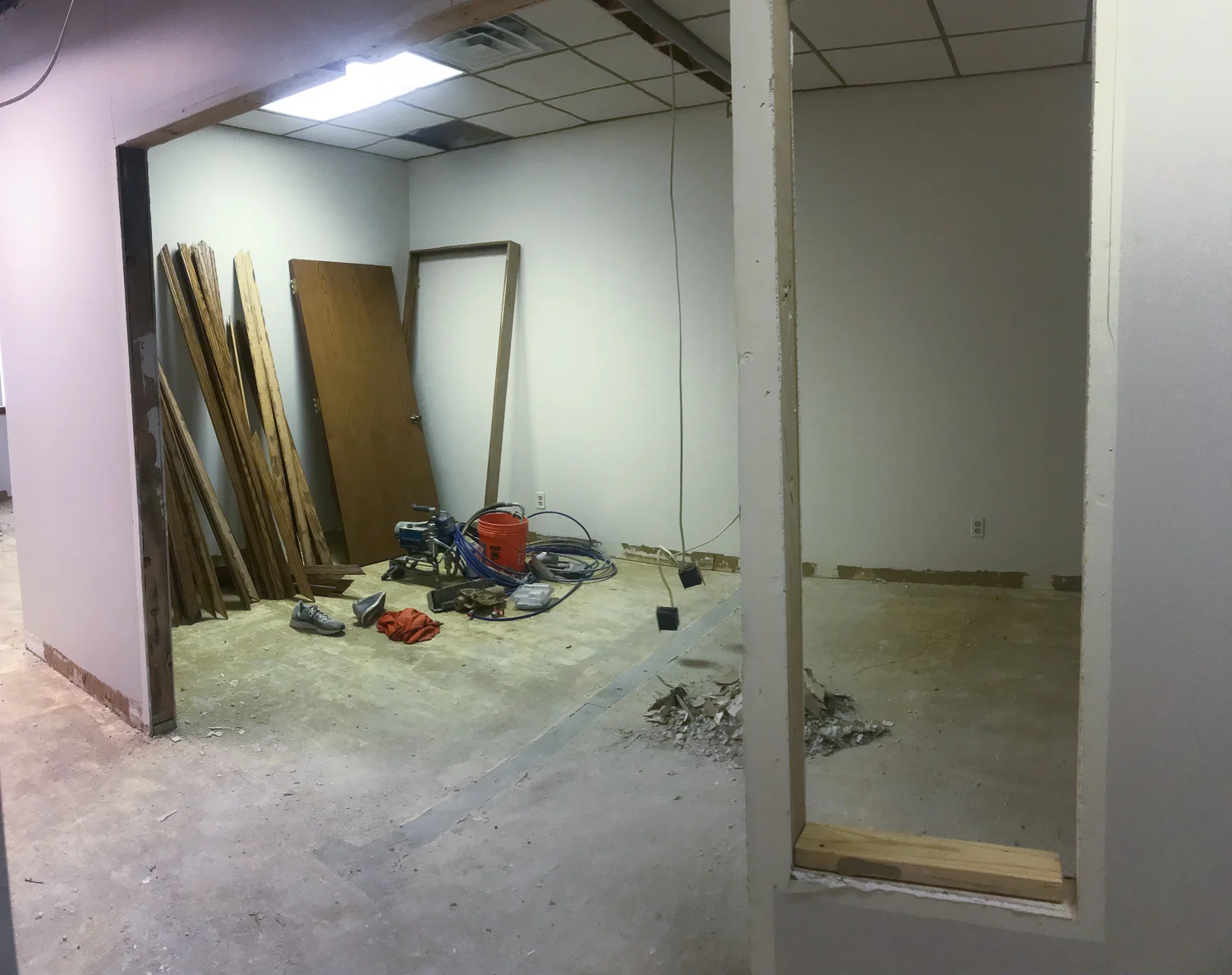 During - new wall up to create the new team office spaces