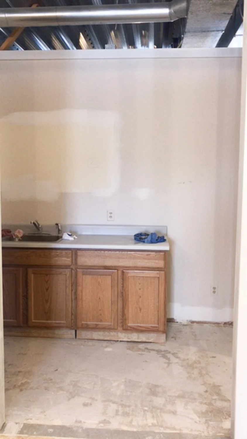 During -. The oak was begging to be painted. 