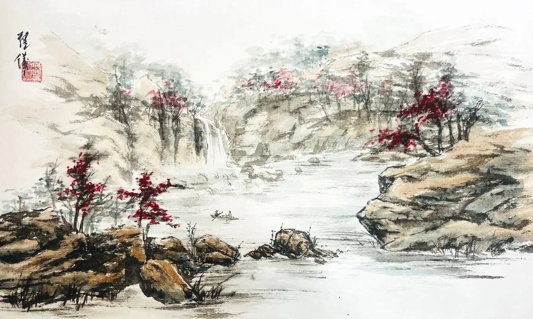  Landscape with waterfall     