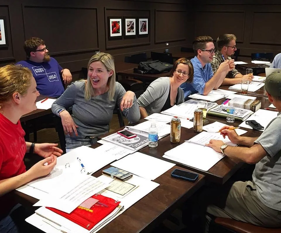 SCript meetings with the cast of the non-producers. Photo: Kevin Bowen