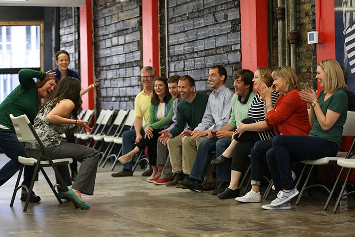 jenni with an improv group getting into the swing of things…