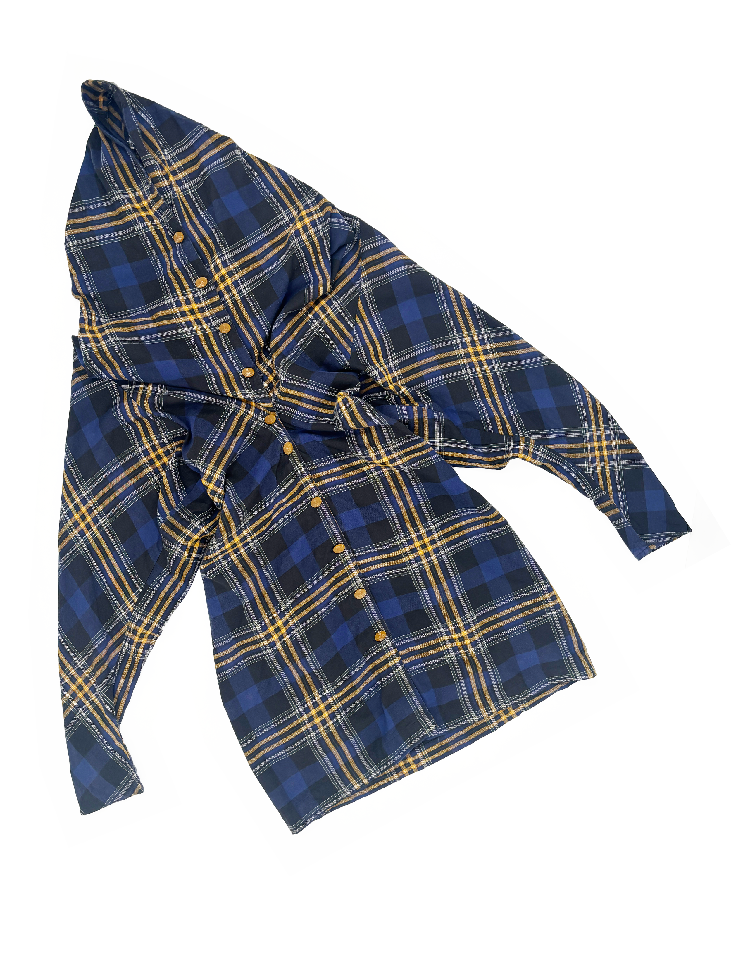 vivienne-westwood-90s-plaid-cowl-neck-shirt-dress-ruched-fitted-waist-vintage-1990s-blue-avant-garde-italy-red-label.png