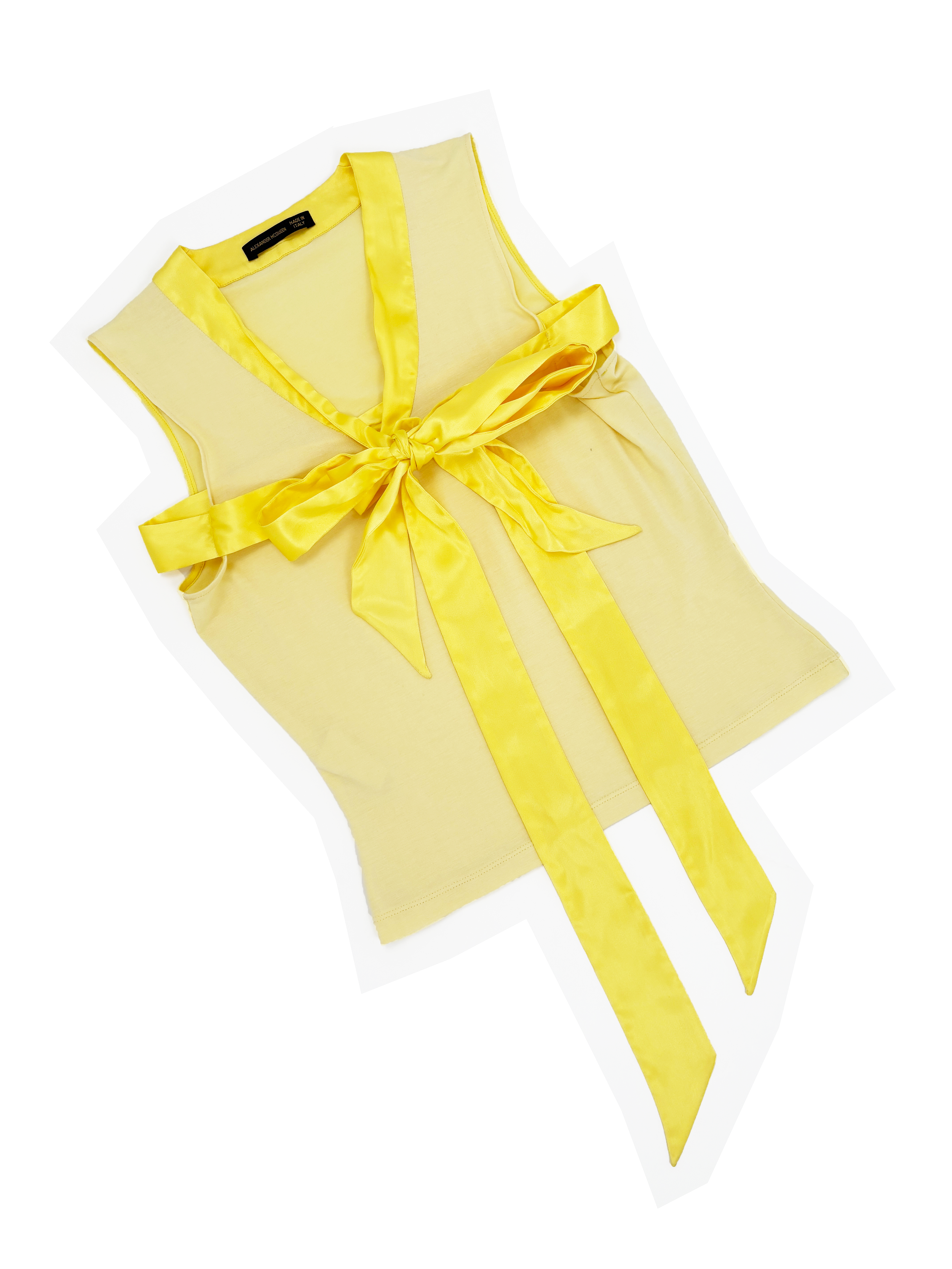 Alexander McQueen F/W 2000 yellow ribbon top