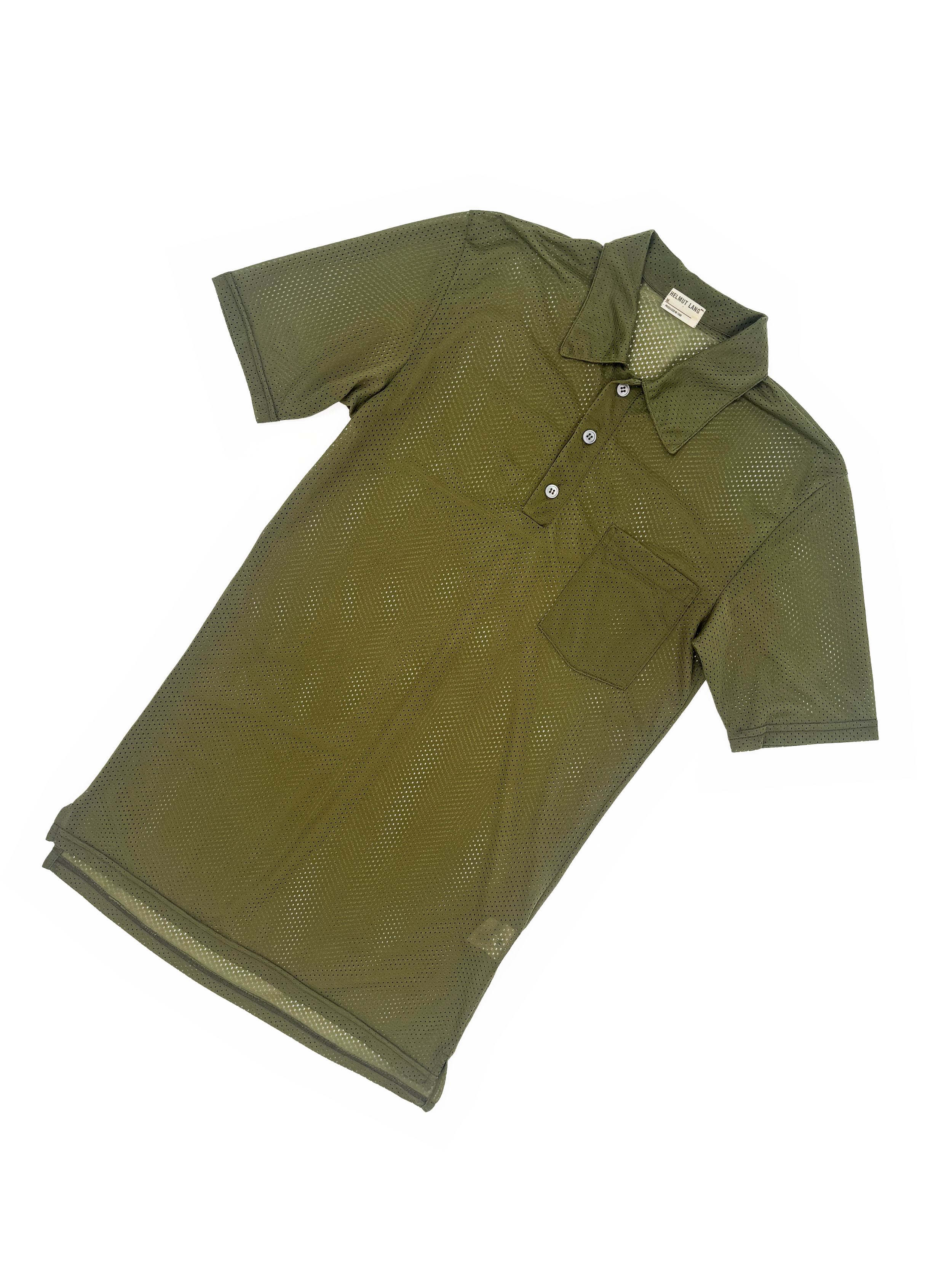 Helmut Lang 1996 green mesh polo
