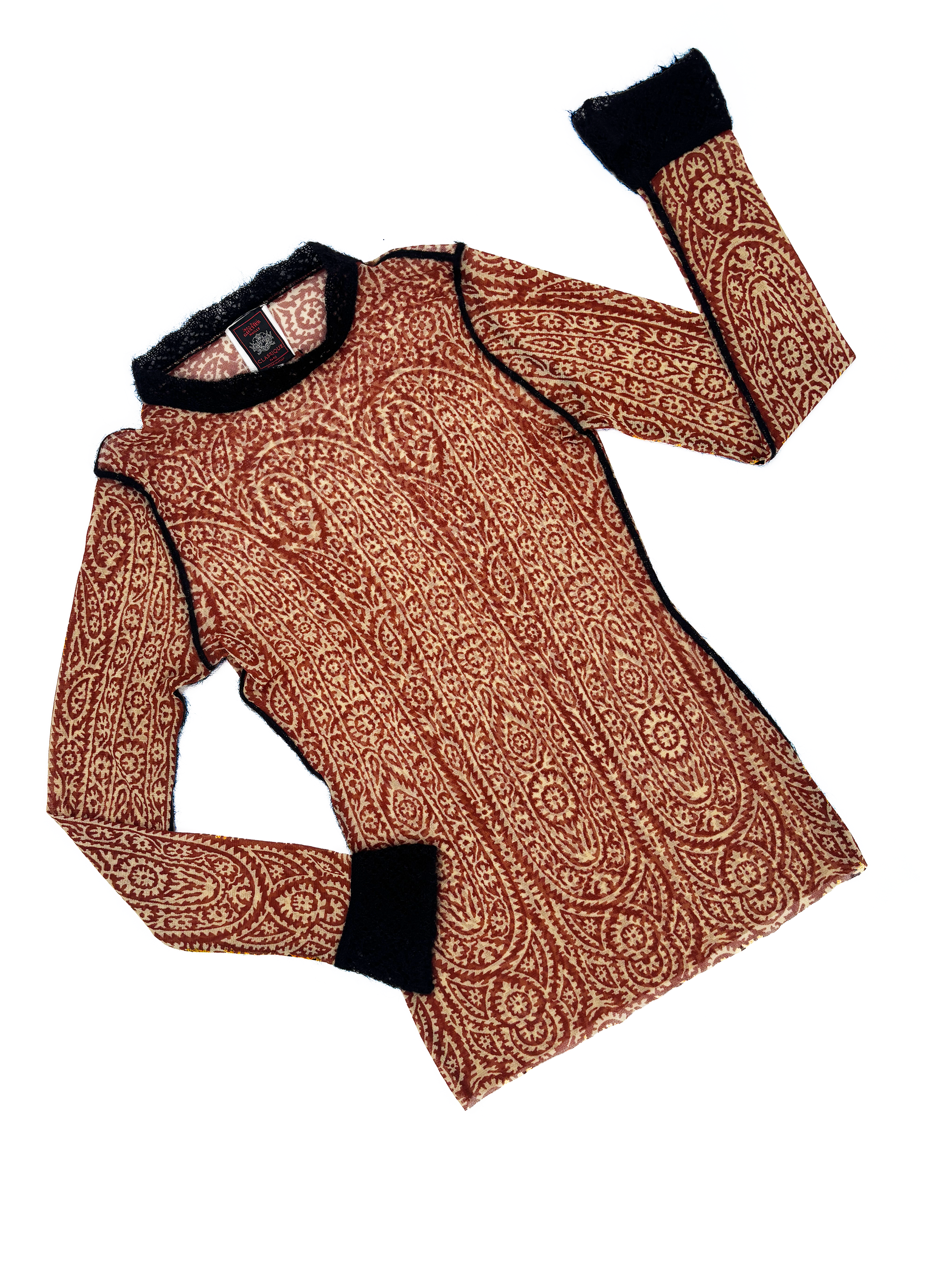 Jean Paul Gaultier paisley print mesh top