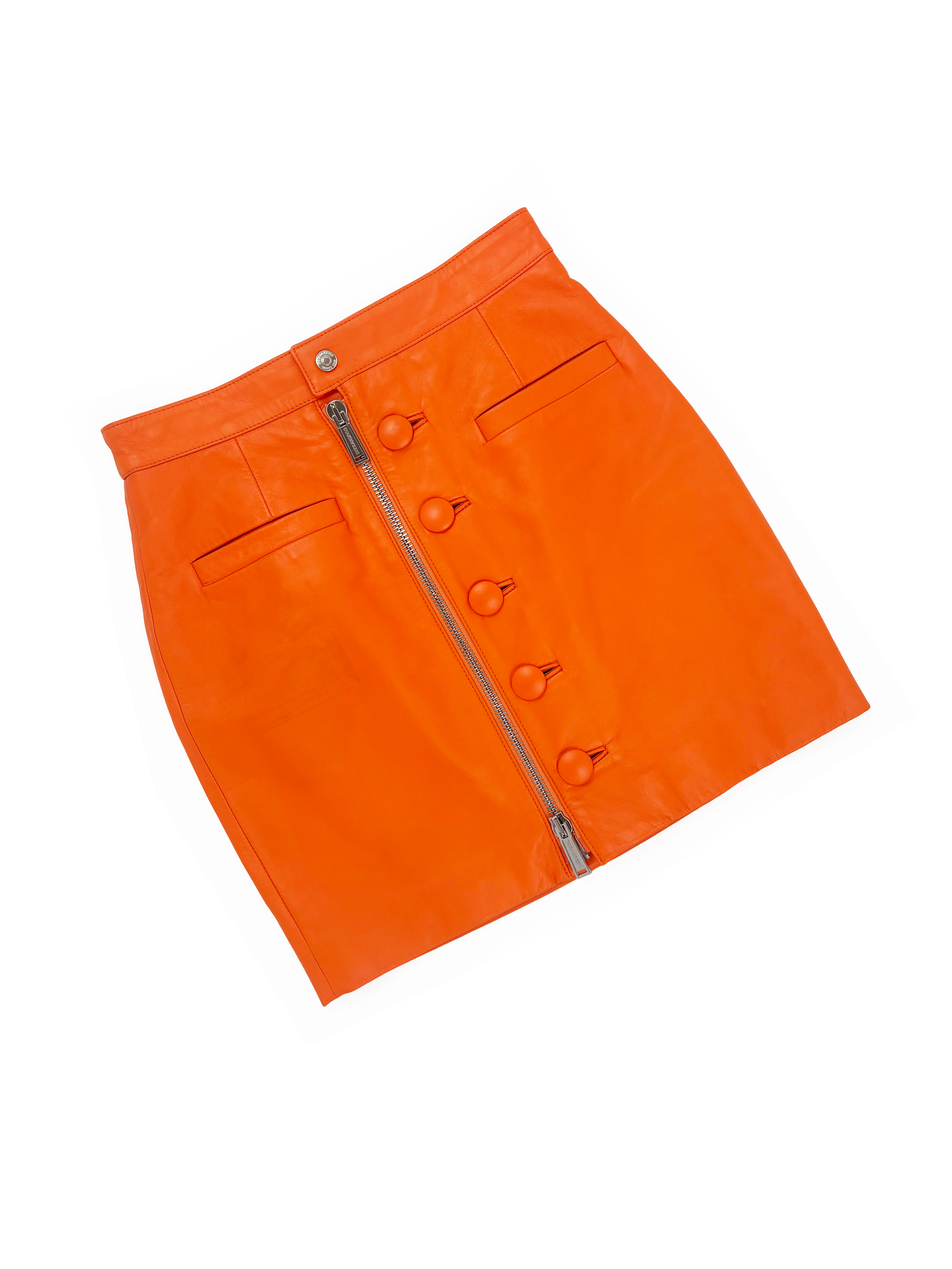 Dsquared2 S/S 2022 orange leather skirt