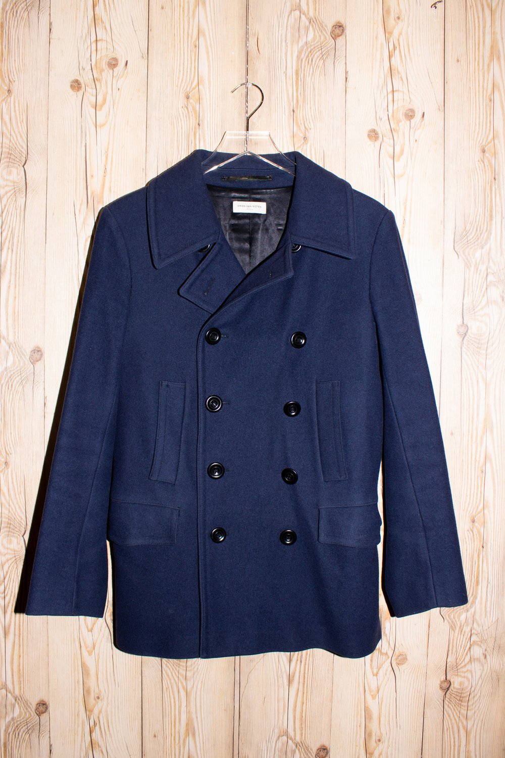 Dries Van Noten navy peacoat — JAMES VELORIA