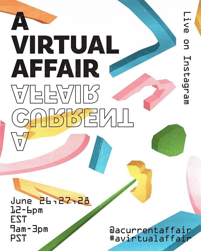 THIS SATURDAY AT NOON EST🎉🎉🎉Join us LIVE from our shop for #avirtualaffair w @acurrentaffair 🌈 and shop a very special JV collection w 20% of all proceeds going to @glits_inc 🌈 We&rsquo;re so excited to finally be back at the shop 🏡 Stay tuned 