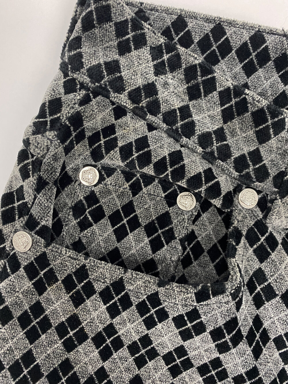 Versace Jeans Couture argyle velvet pants — JAMES VELORIA Versace Jeans Couture argyle velvet pants — JAMES VELORIA