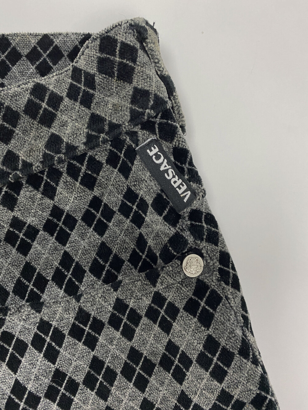 Versace Jeans Couture argyle velvet pants — JAMES VELORIA Versace Jeans Couture argyle velvet pants — JAMES VELORIA